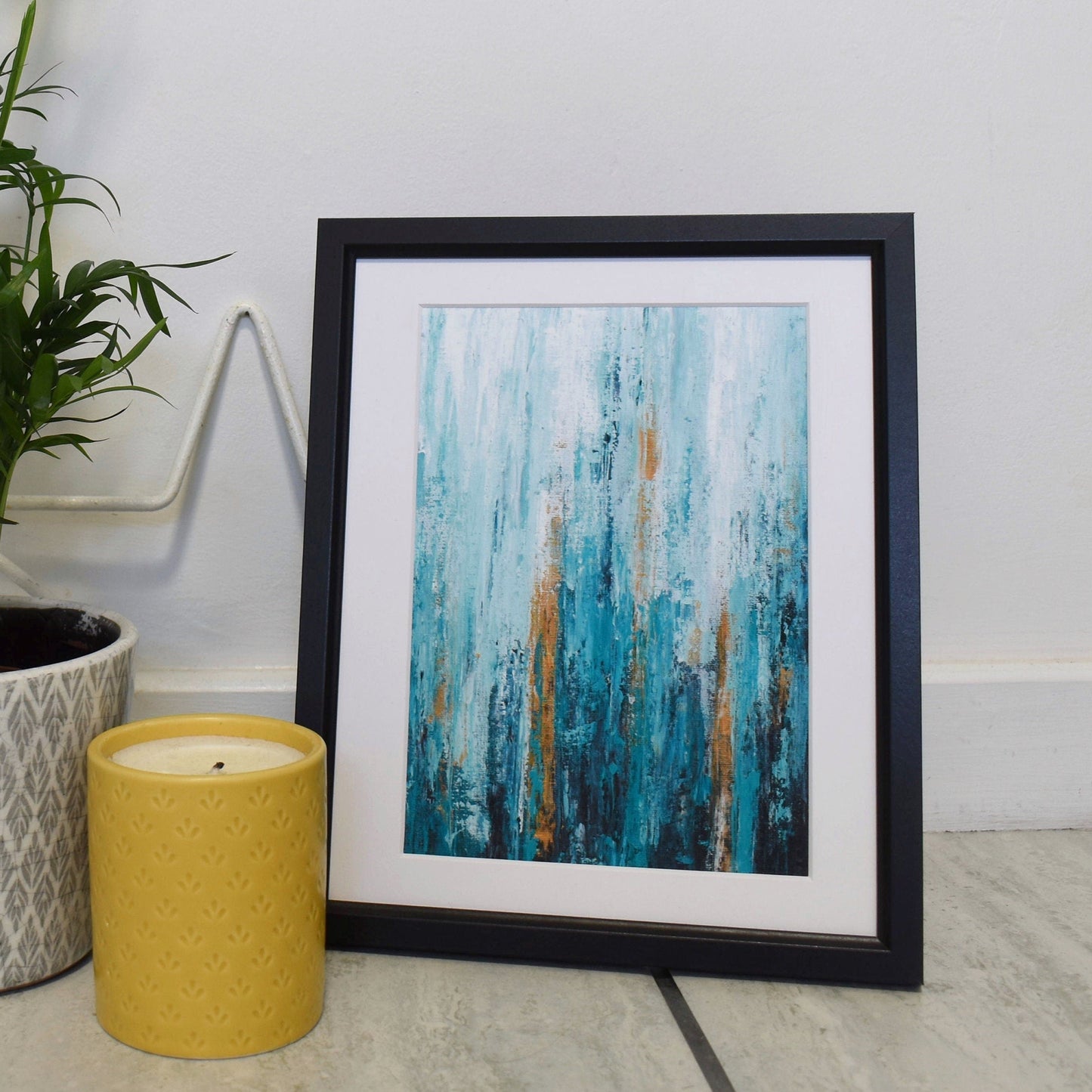 Teal and Mustard Abstract Print