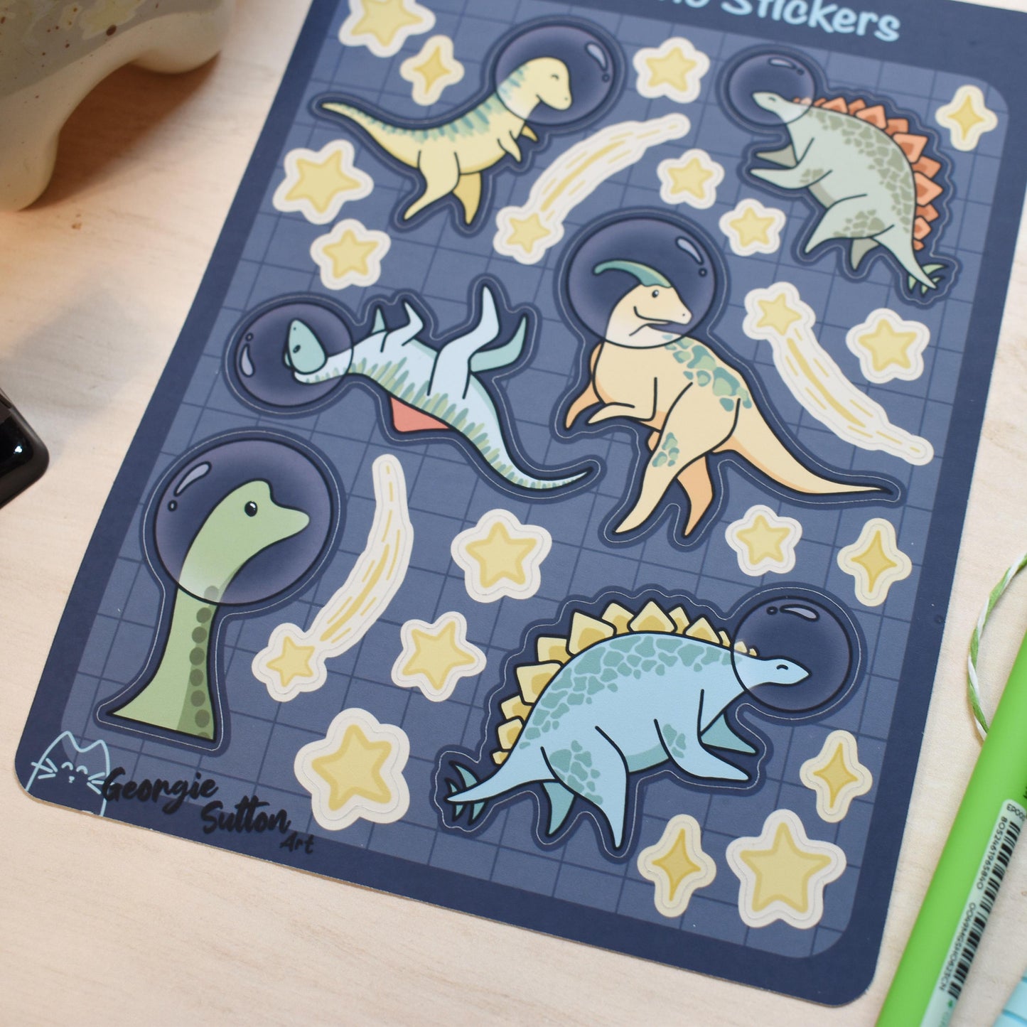 Space Dino Sticker Sheet