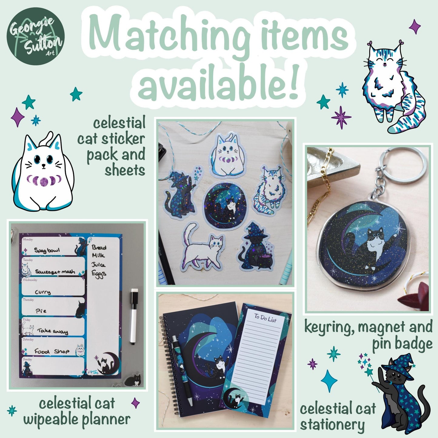 Celestial Cat Sticker Pack