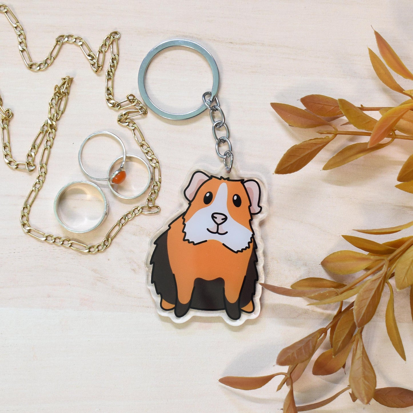 Tricolour Guinea Pig Keyring