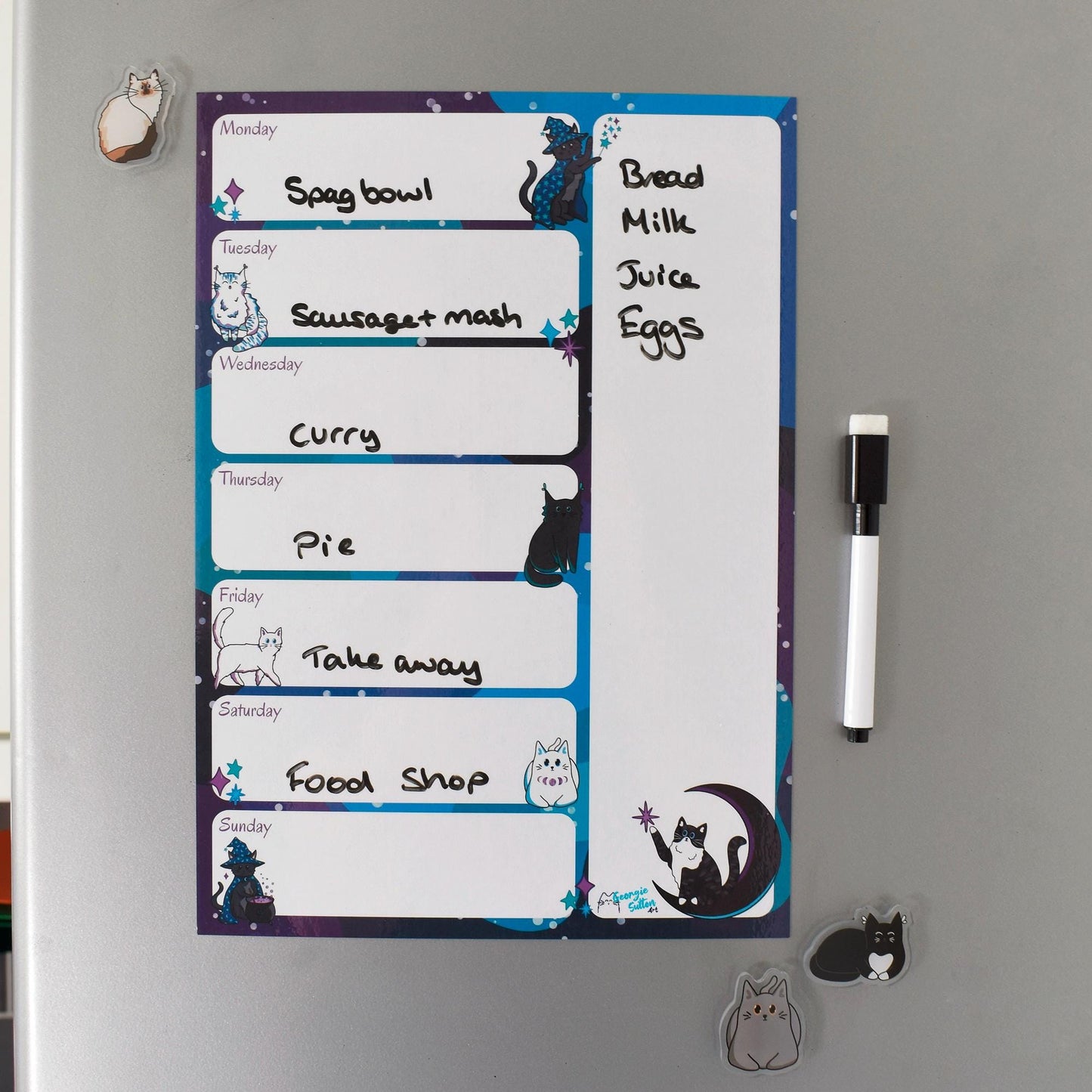 Celestial Cat Magnetic Wipeable Planner