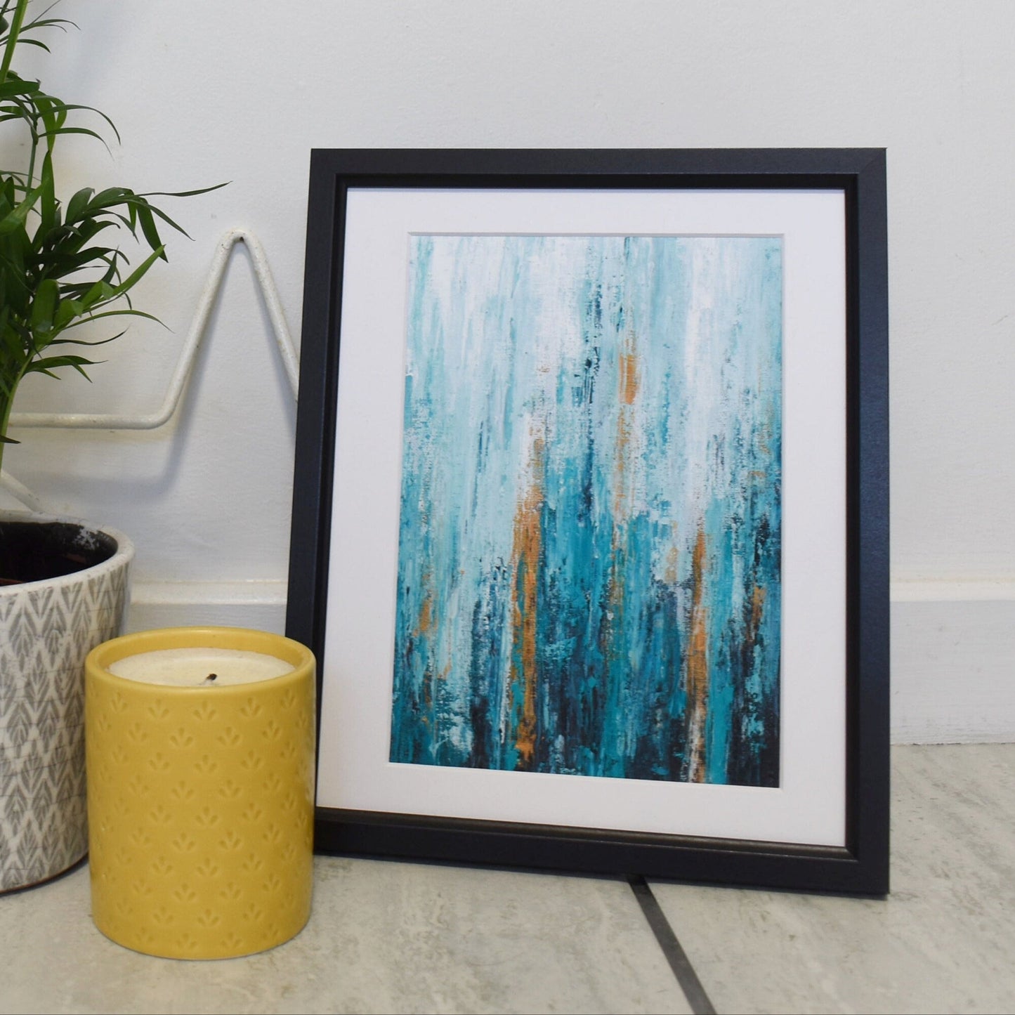 Teal and Mustard Abstract Print