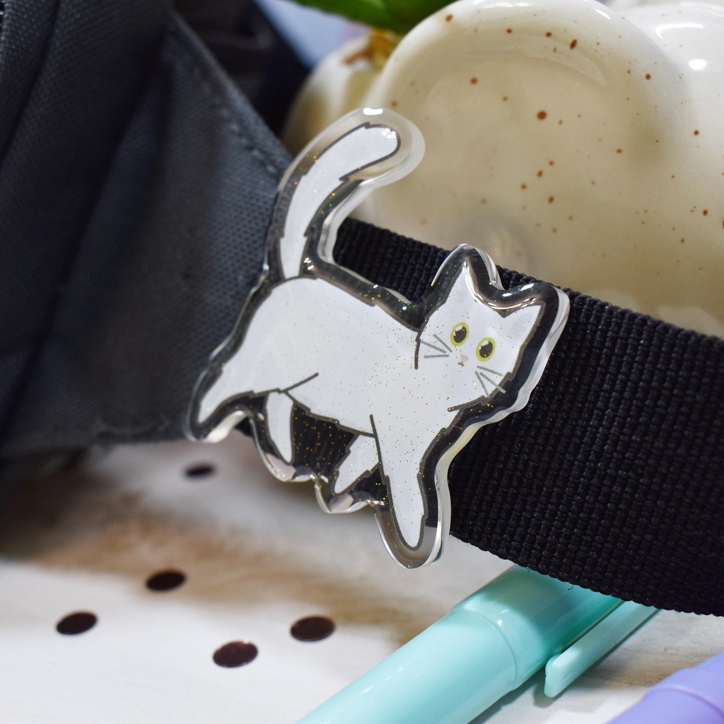White Cat Pin Badge