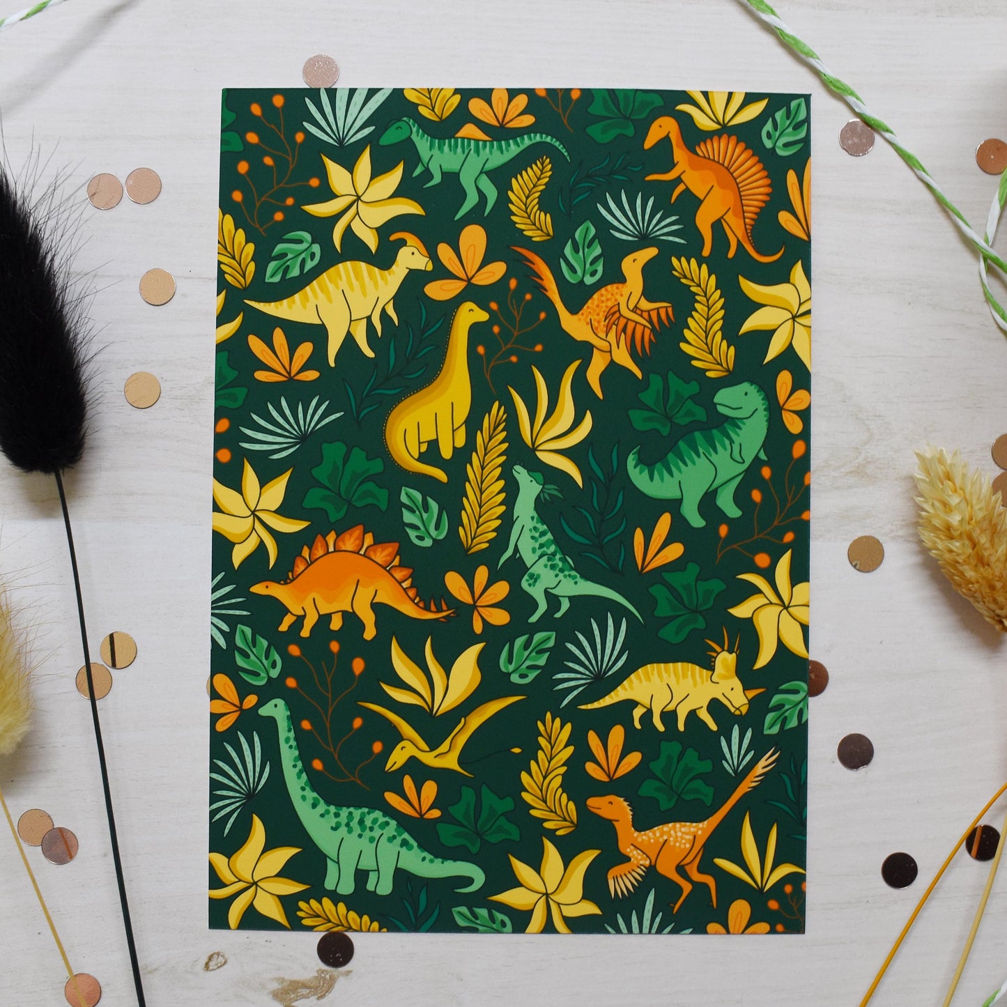 Floral Dinosaur Print