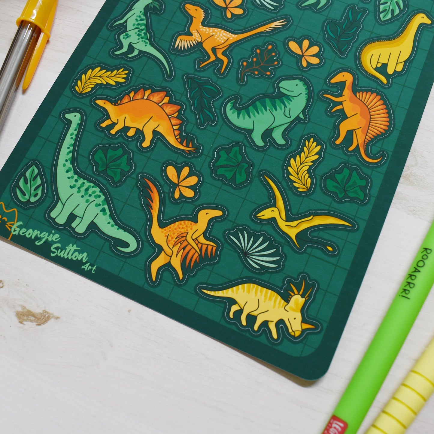 Floral Dino Sticker Sheet