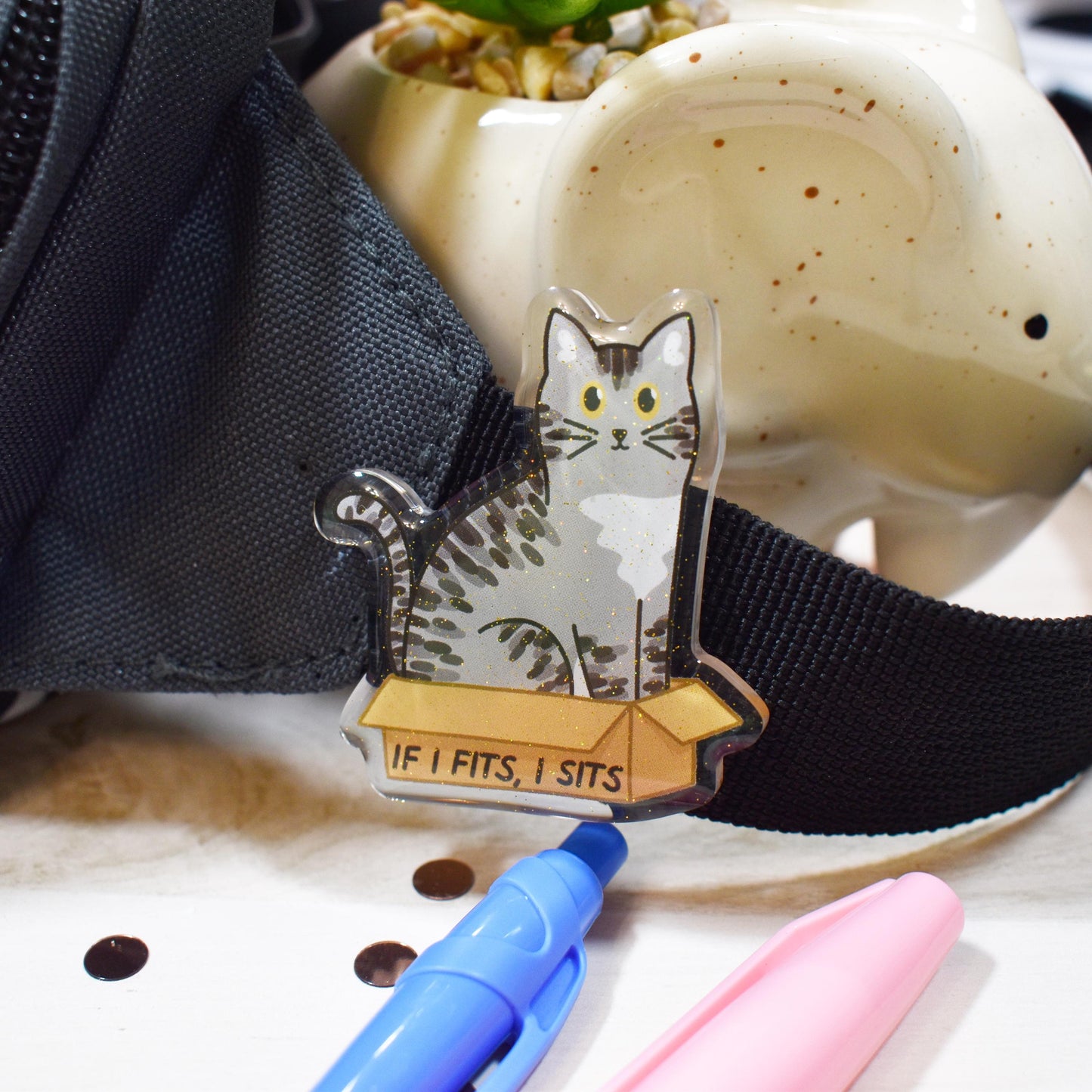 Box Cat Pin Badge