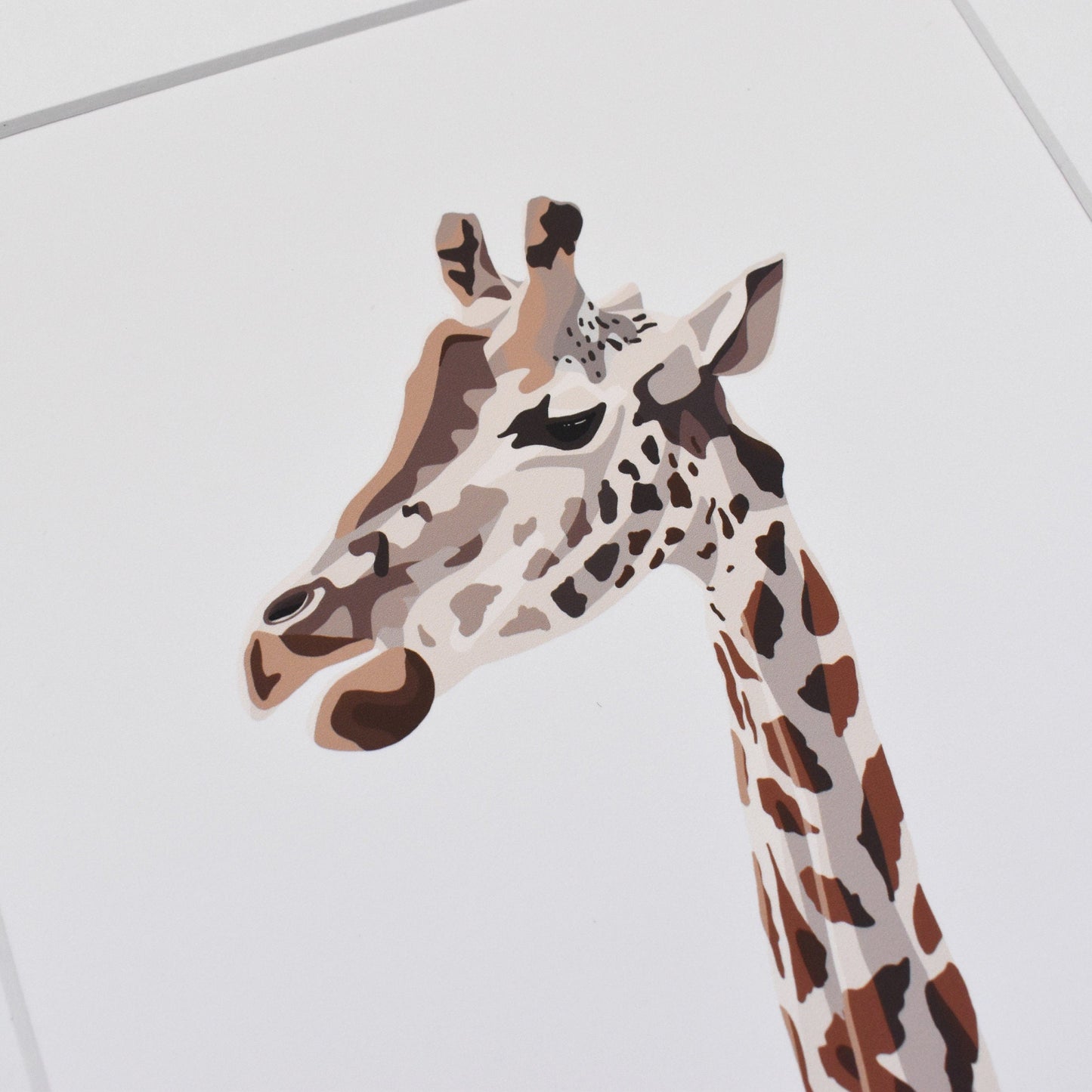 Illustration of a giraffe head on a white background