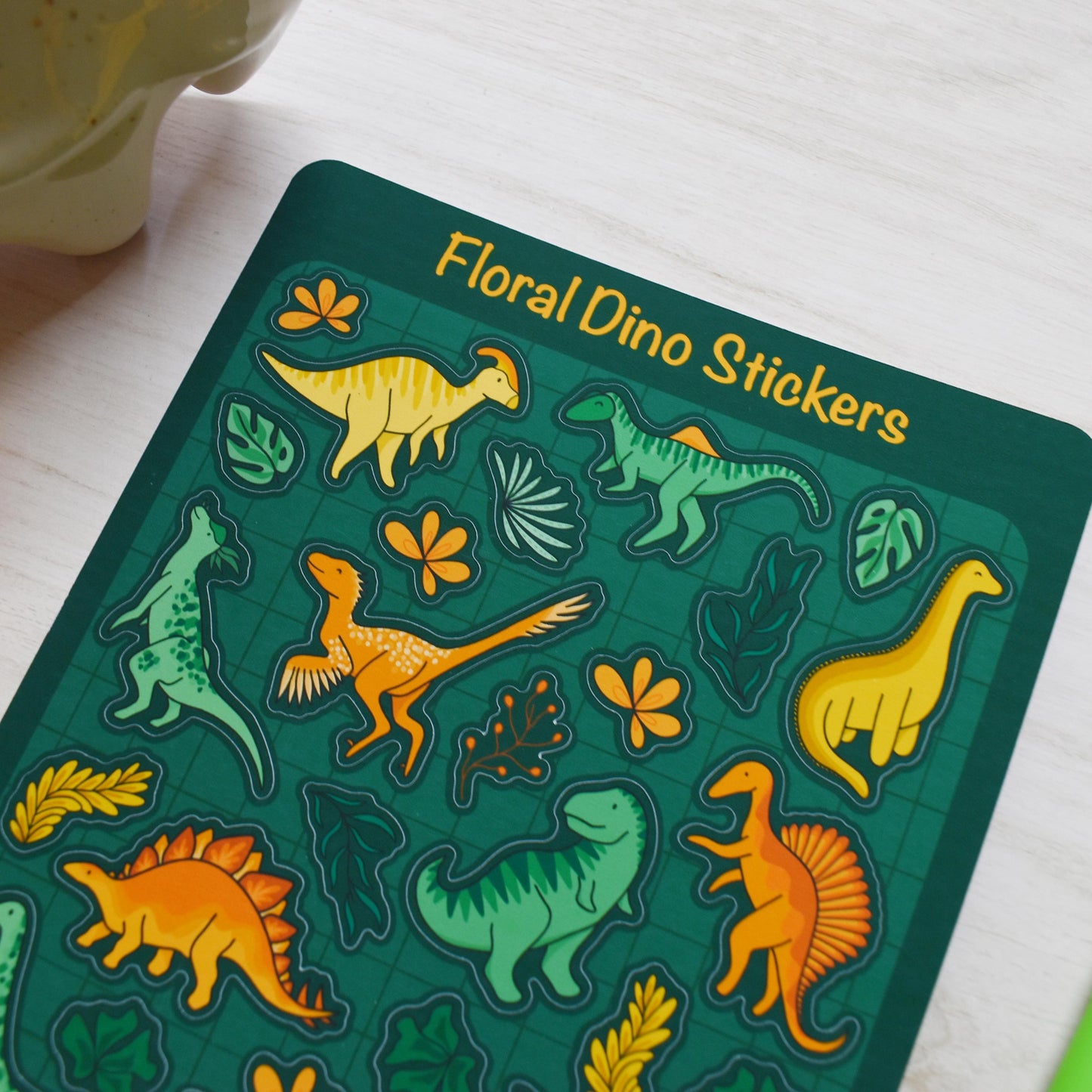 Floral Dino Sticker Sheet