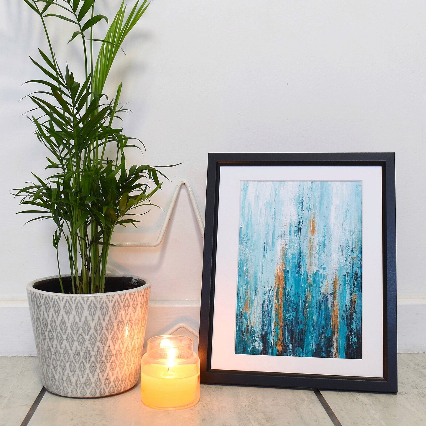 Teal and Mustard Abstract Print