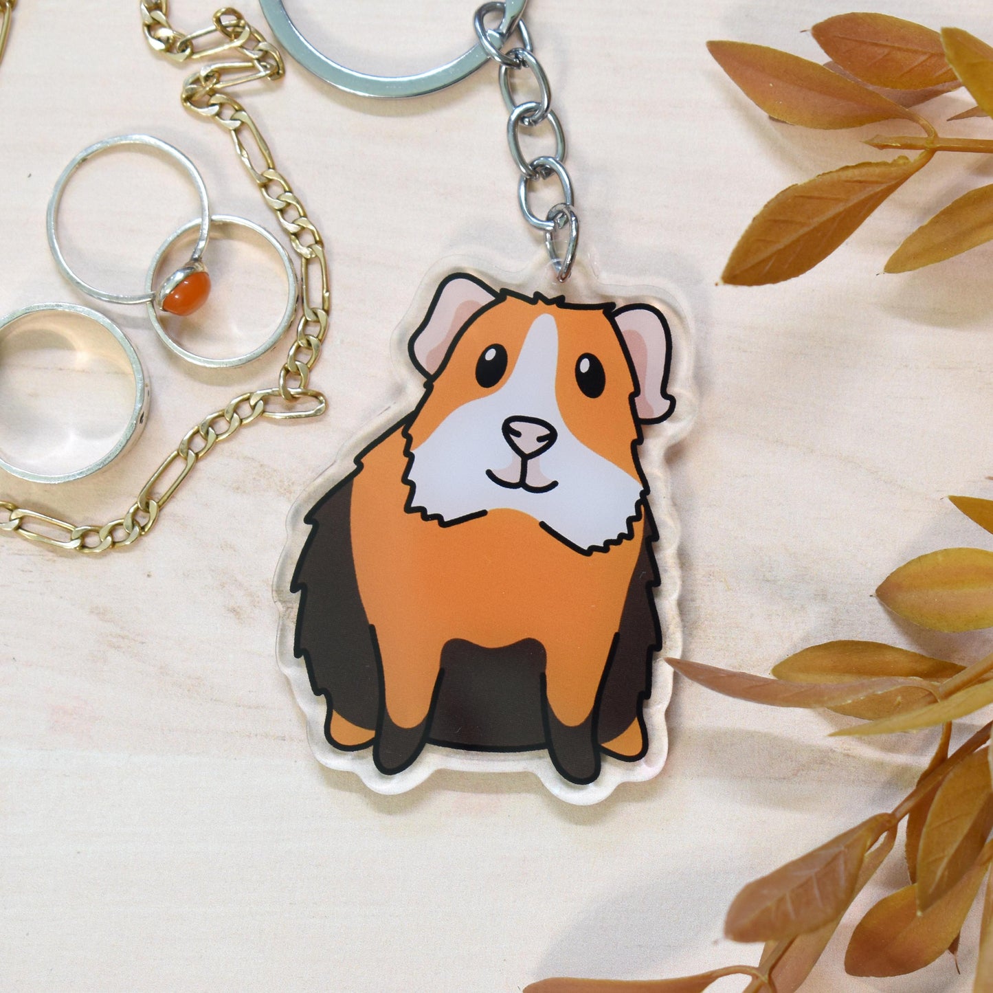 Tricolour Guinea Pig Keyring