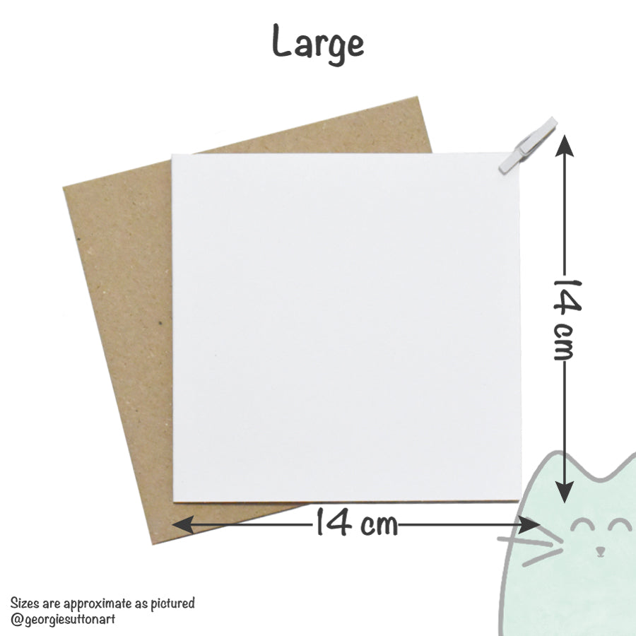 Large greeting card with brown envelope and dimensions shown