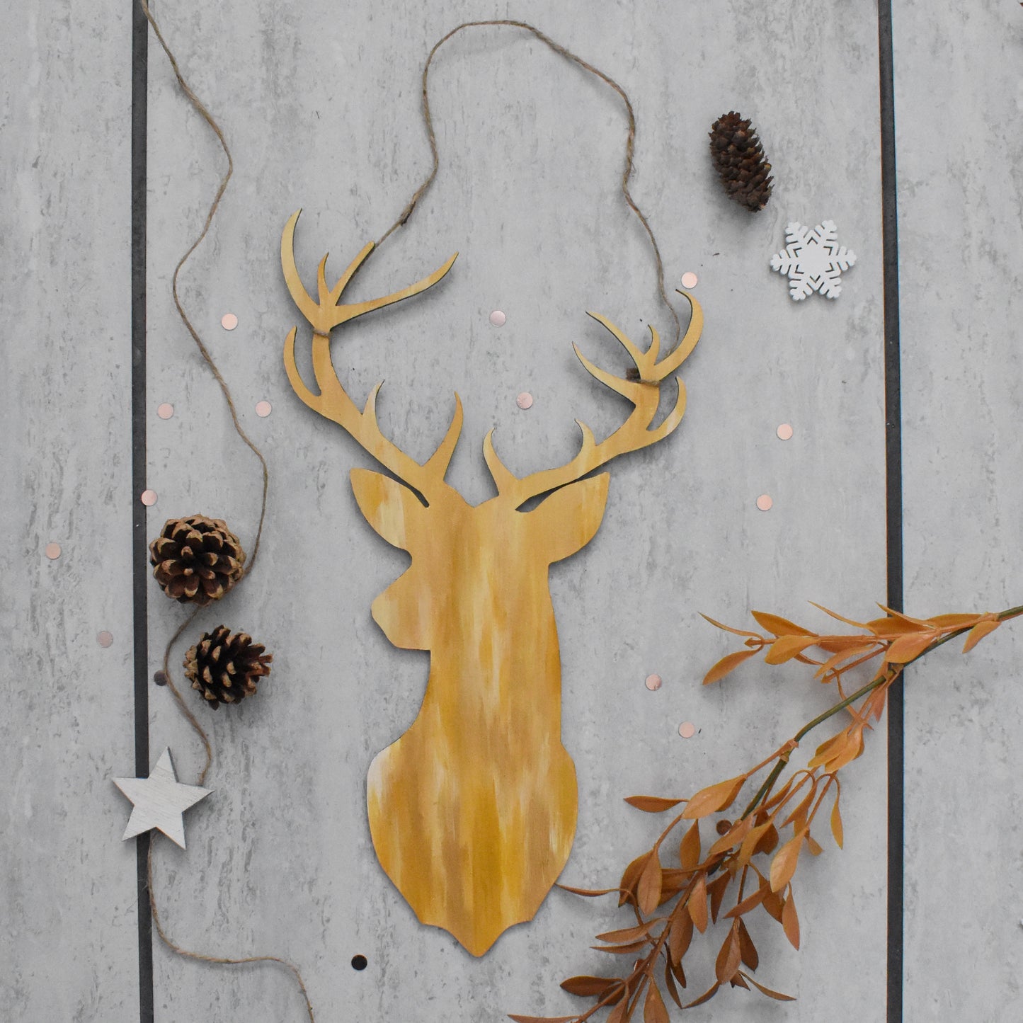 Golden Stag Head Wall Hanging