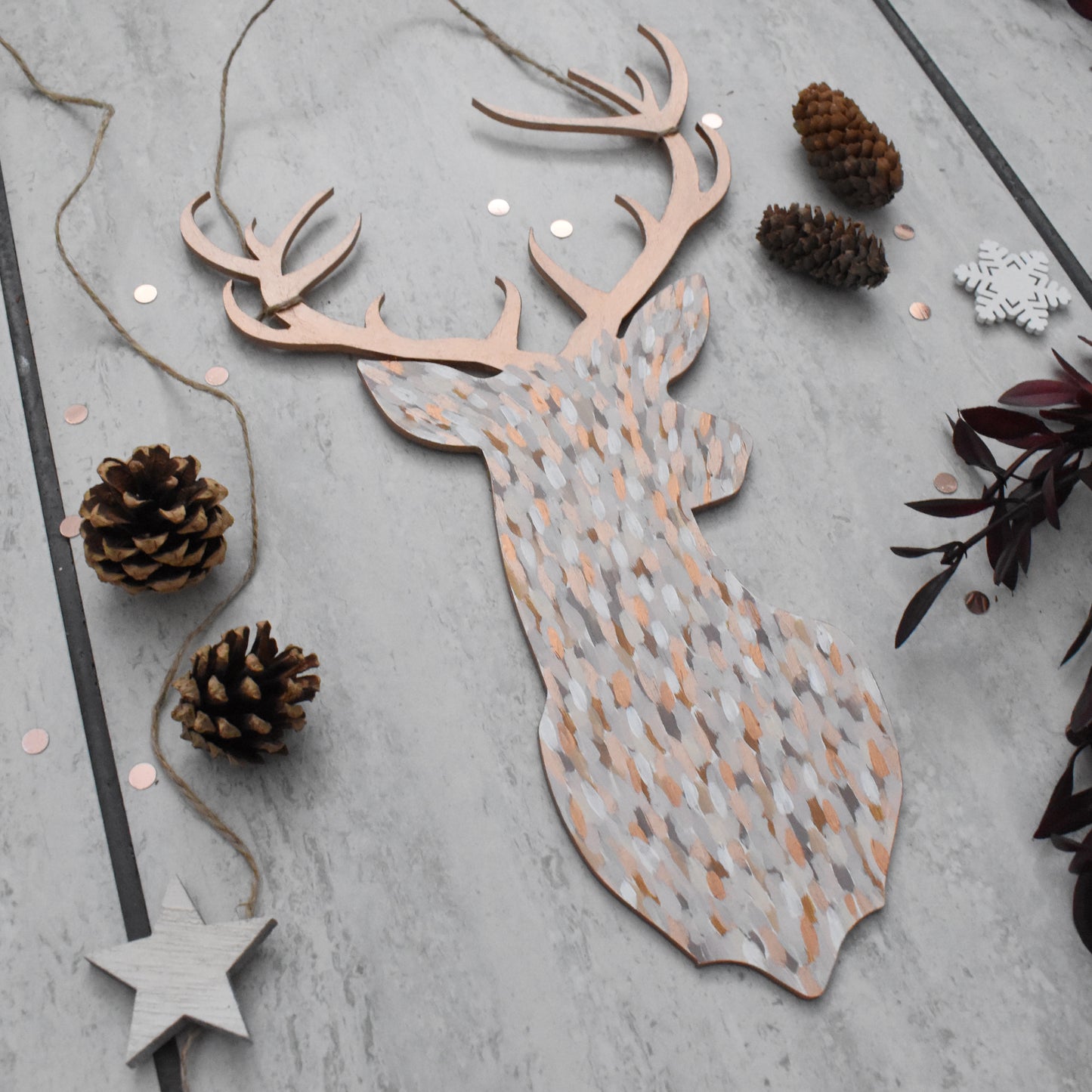 Rose Gold Stag Head Wall Hanging