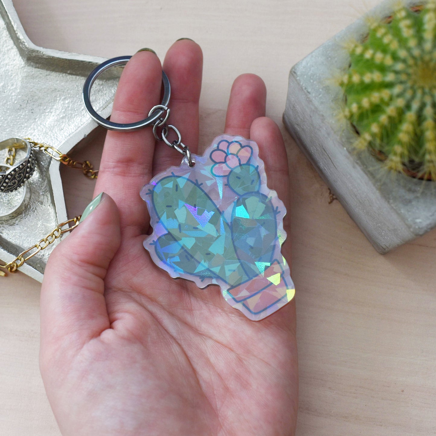 Cactus Keyring, Magnet or Pin Badge