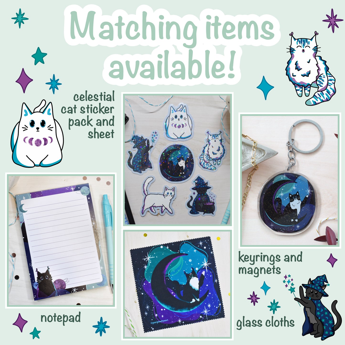 Celestial Cat Glass Cloth