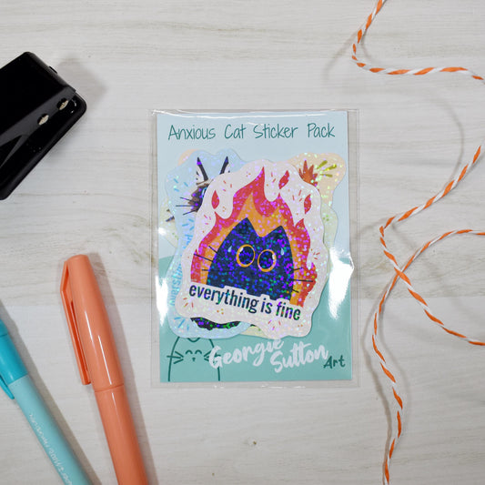 Anxious Cat Sticker Pack