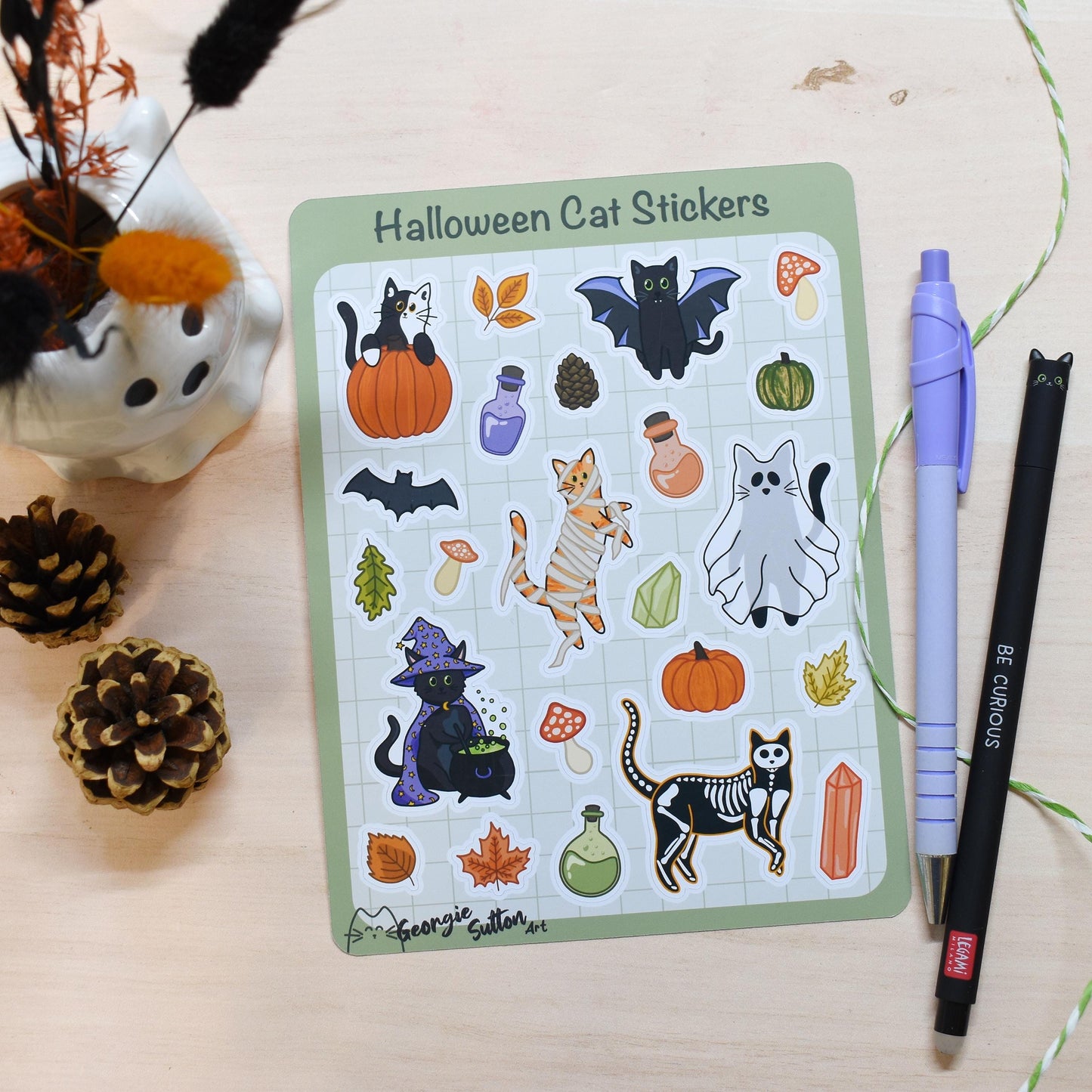 Halloween Cat Sticker Sheet