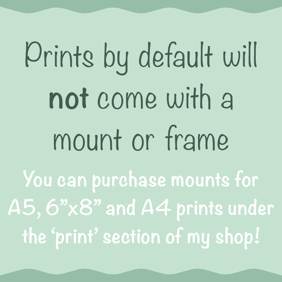 Text on a light green background about print mounting options.
