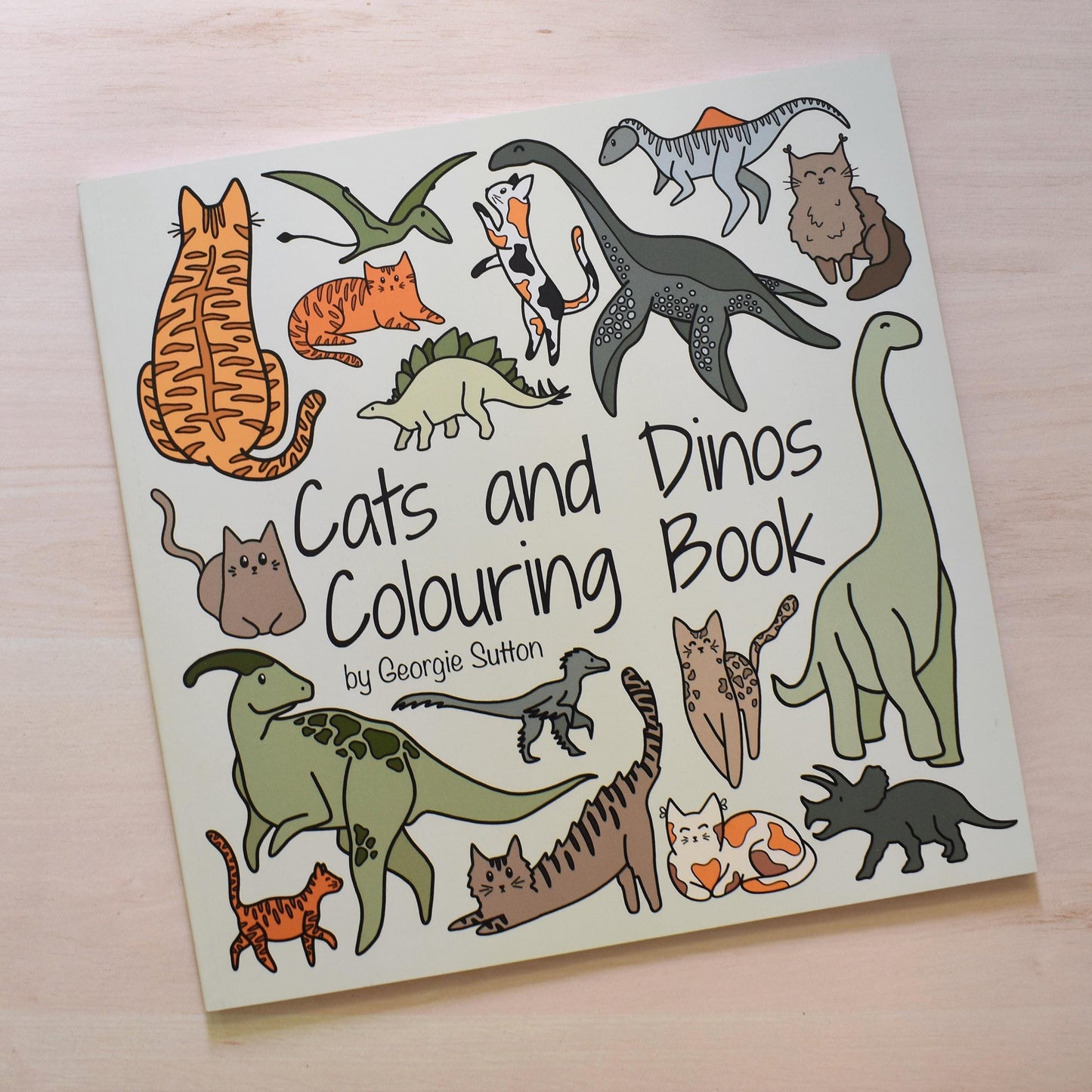 Cat and Dino Colouring Book