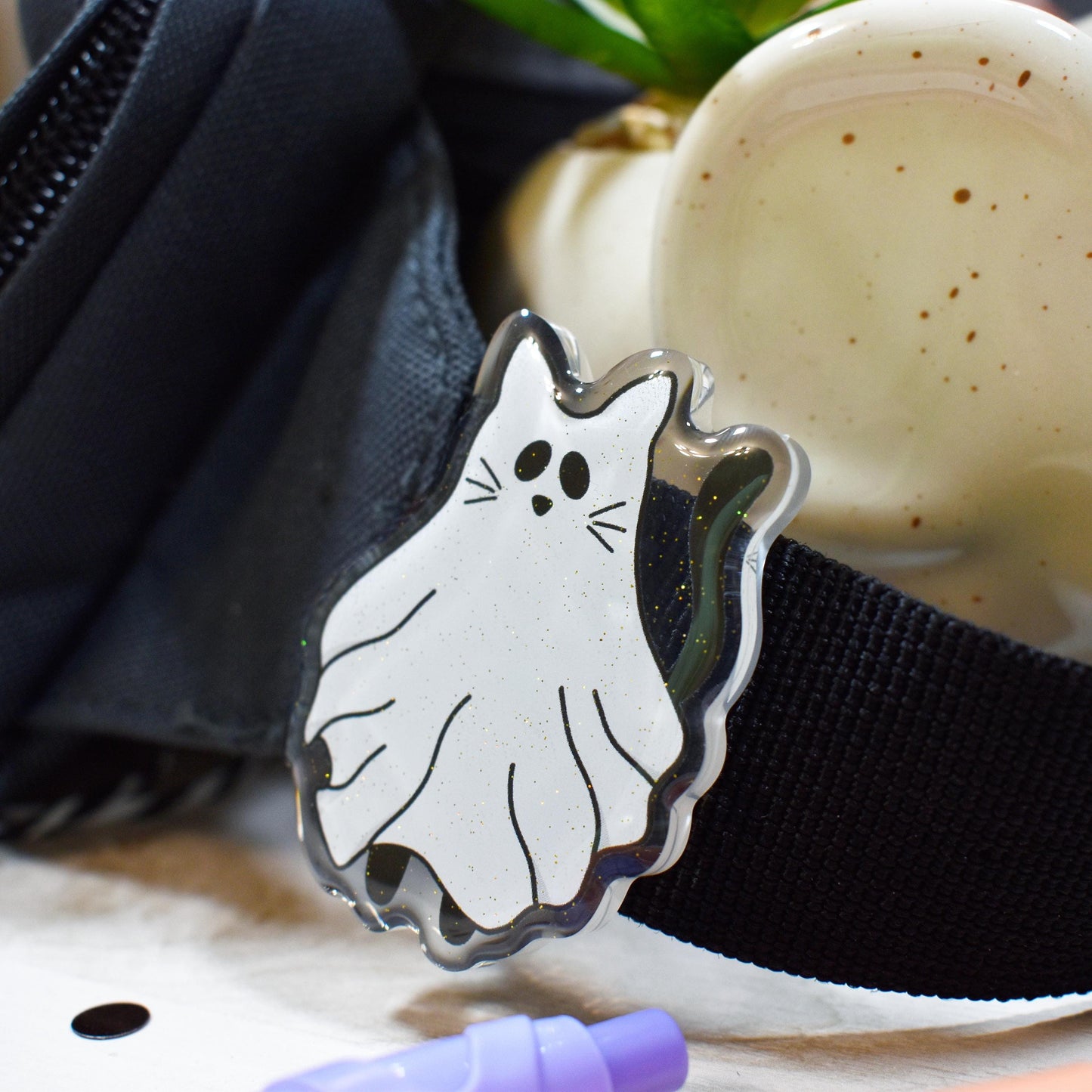 Ghost Cat Pin Badge