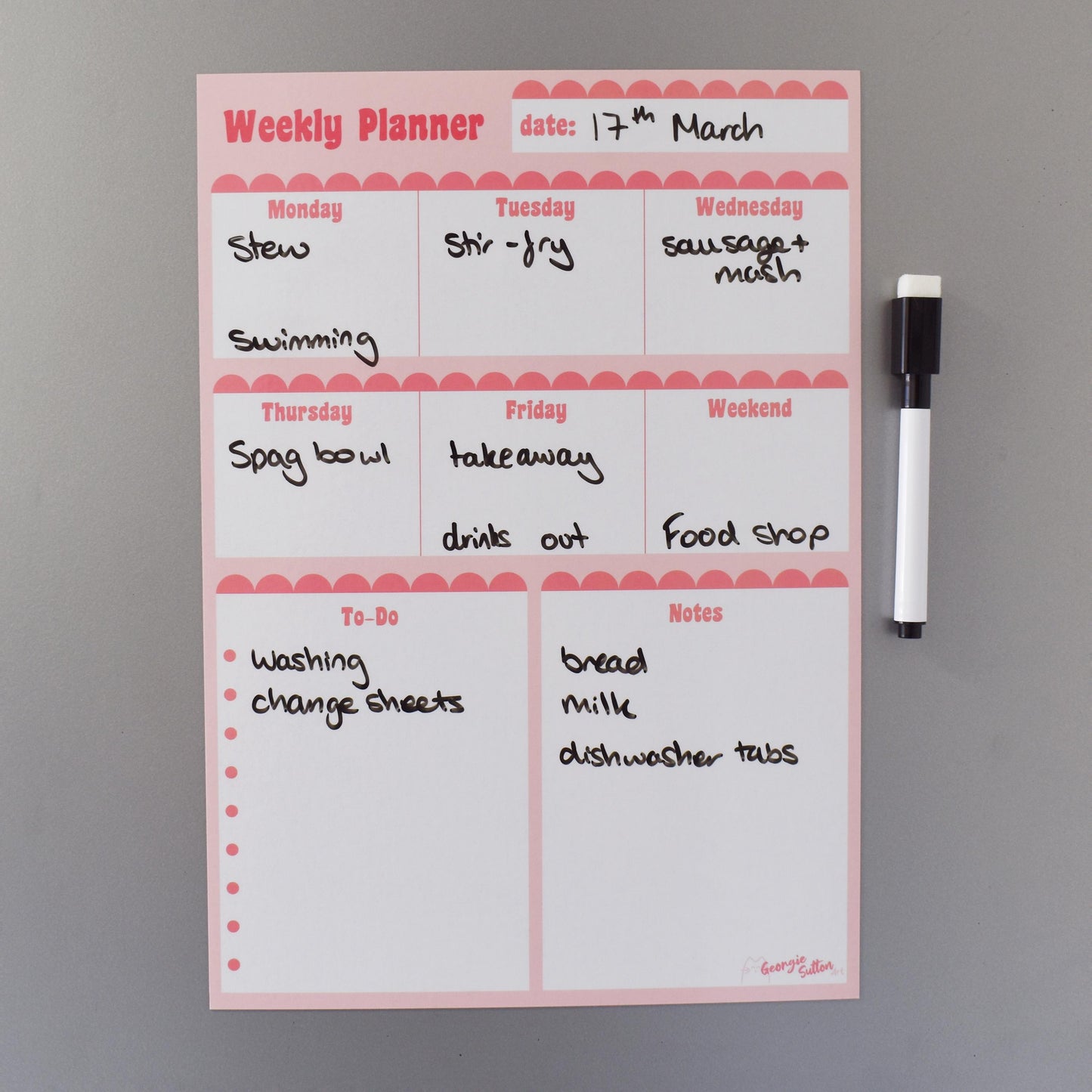 Scalloped Magnetic Wipeable Planner