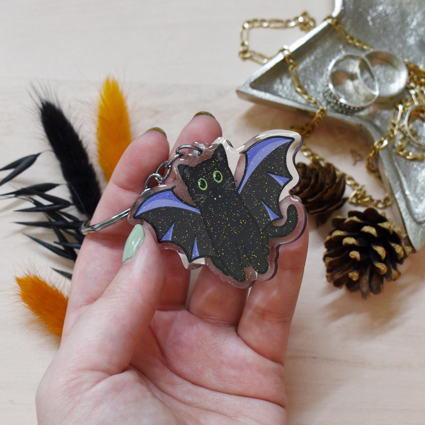 Bat Cat Keyring