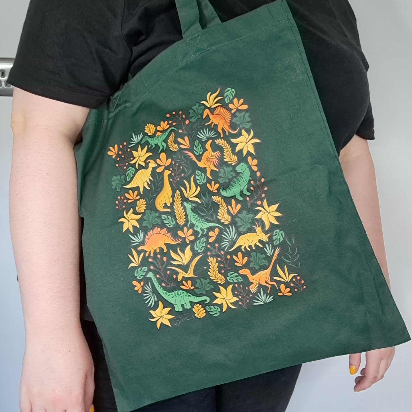 Floral Dinosaur Tote Bag