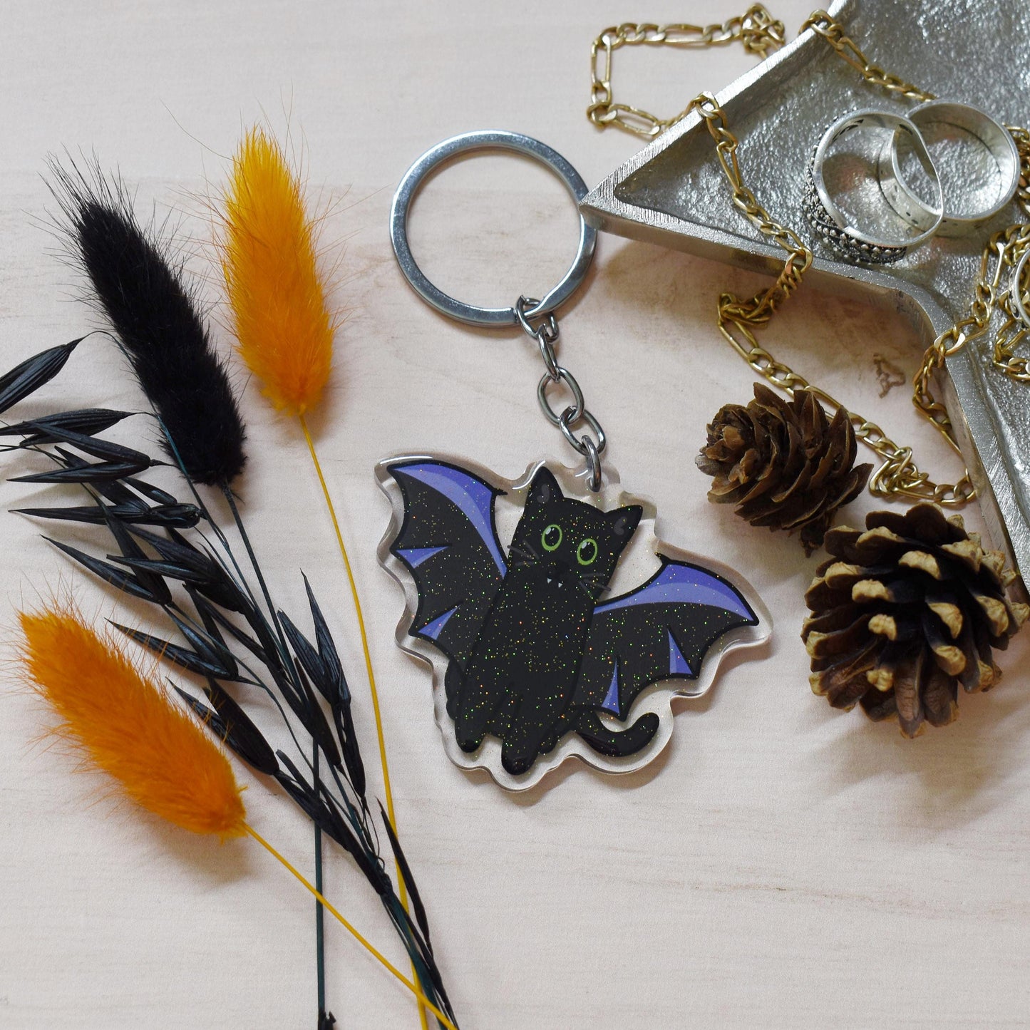 Bat Cat Keyring
