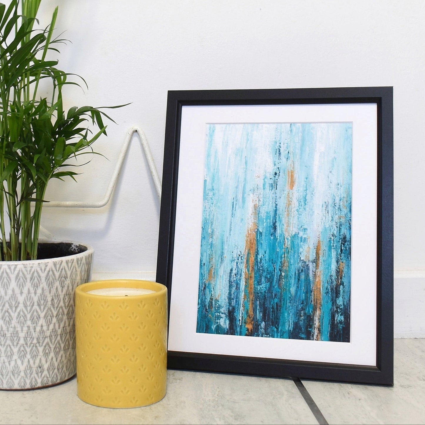 Teal and Mustard Abstract Print