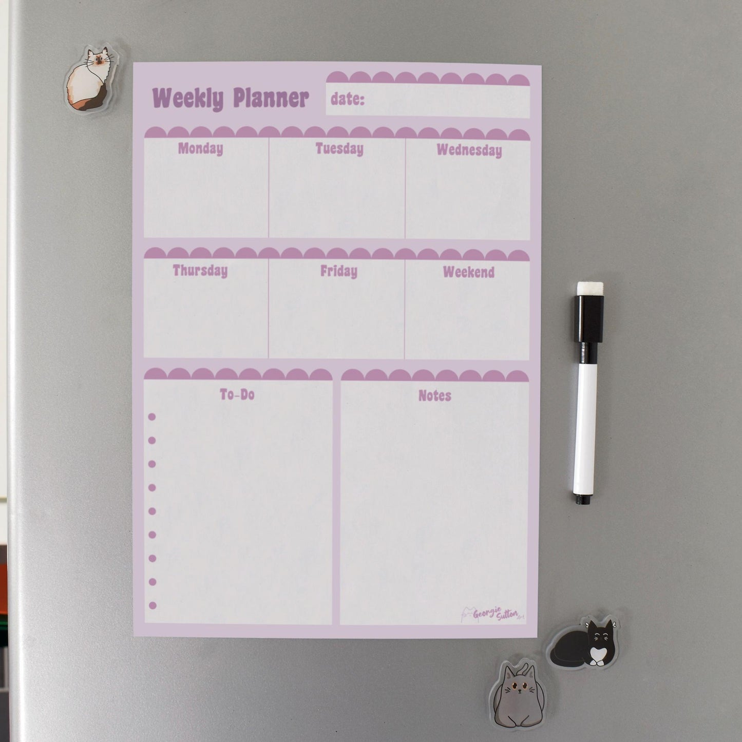 Scalloped Magnetic Wipeable Planner