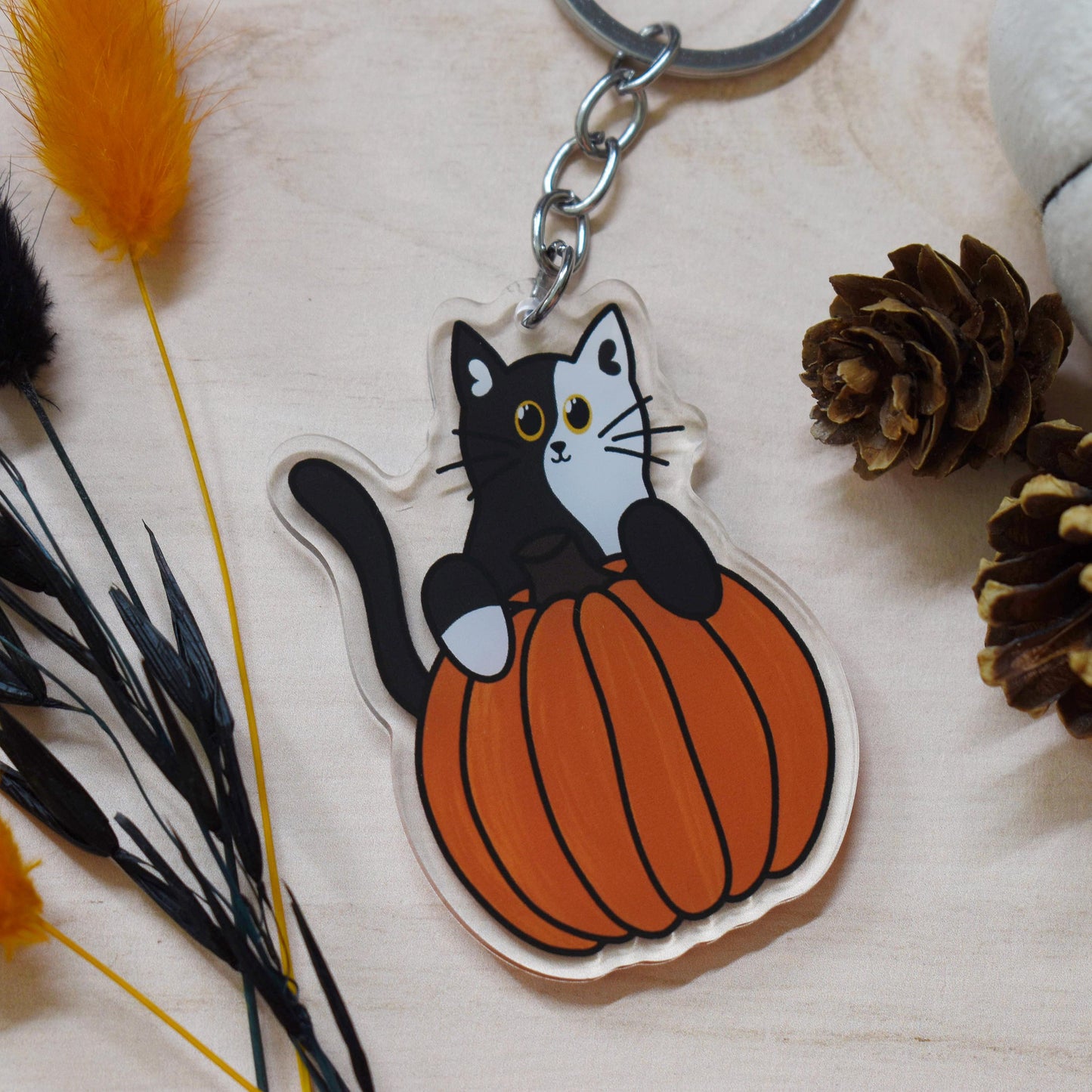 Pumpkin Cat Keyring