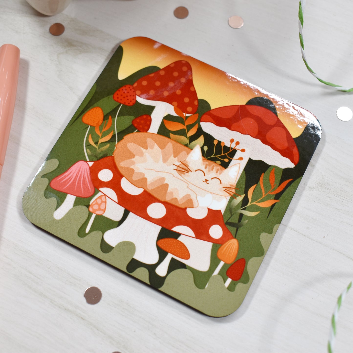 Mushroom Cat Coaster