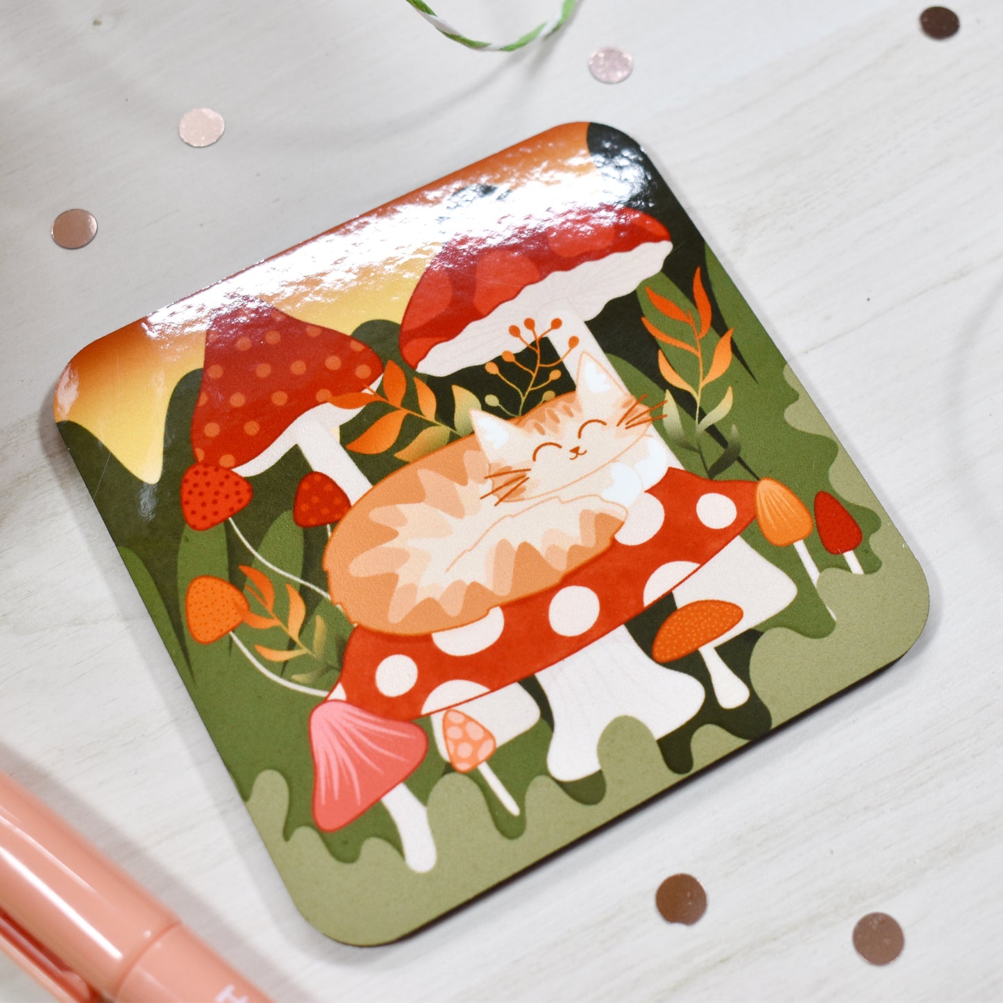 Mushroom Cat Coaster