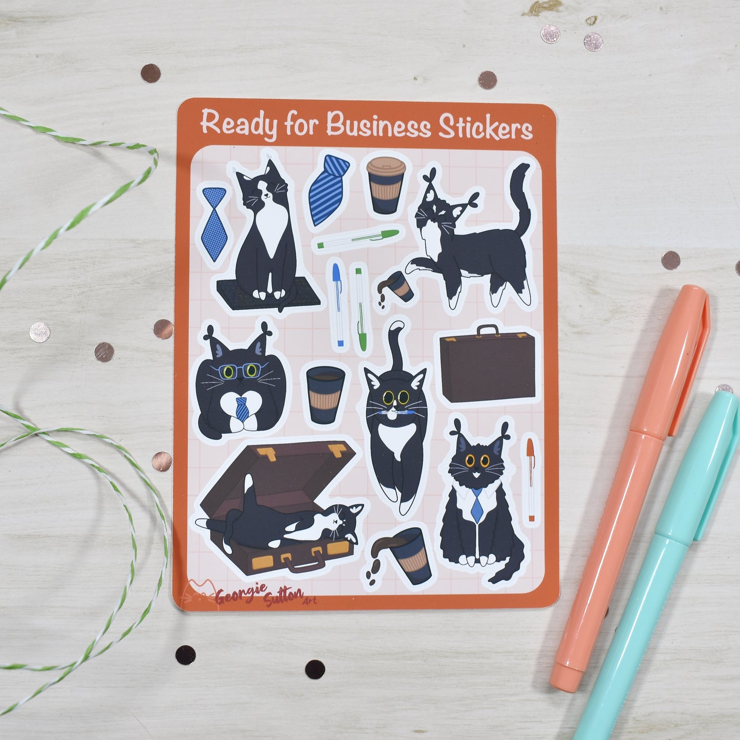 Business Cat Sticker Sheet