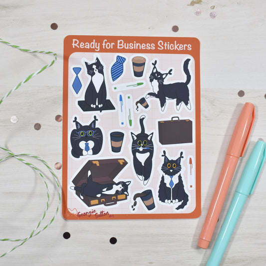 Business Cat Sticker Sheet