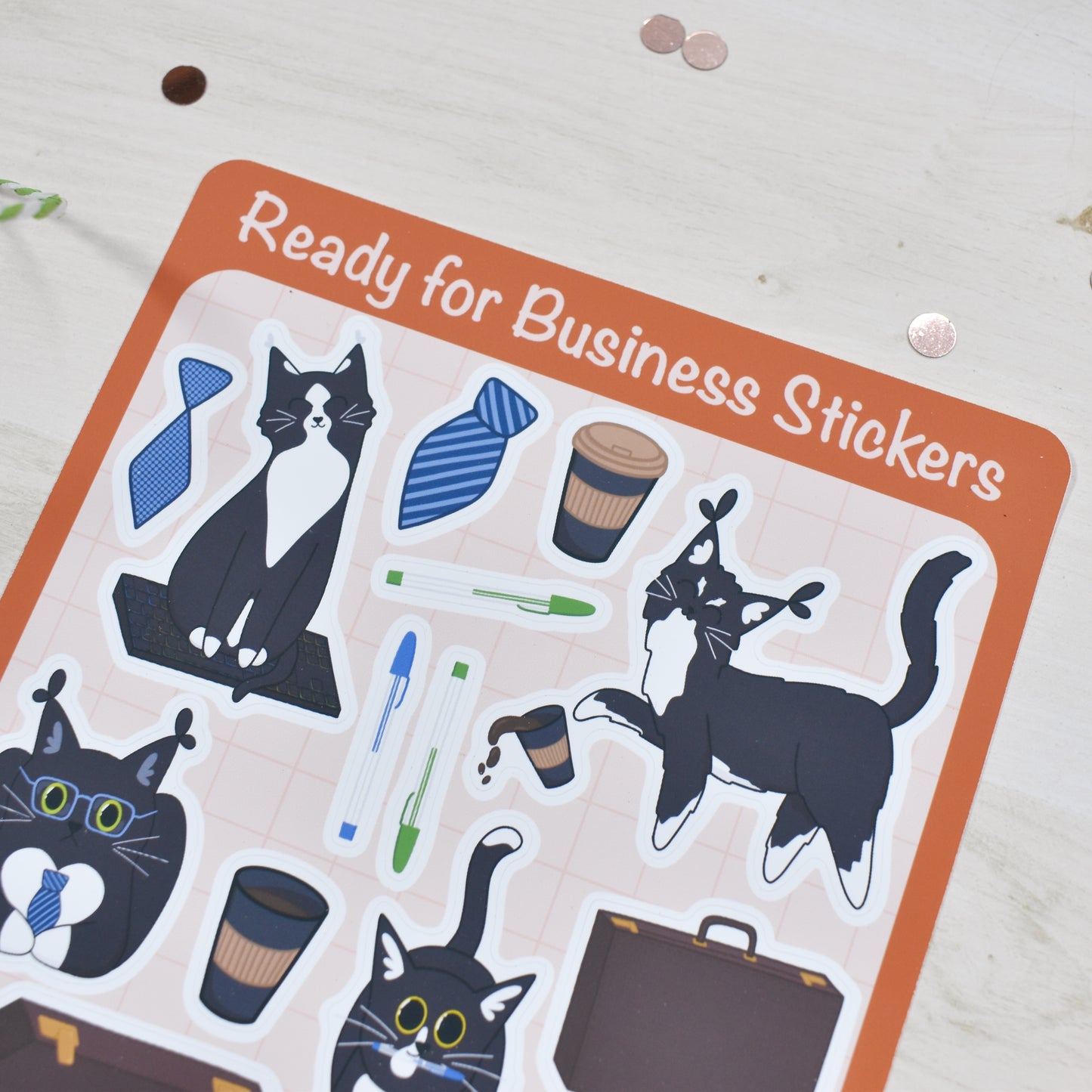 Business Cat Sticker Sheet
