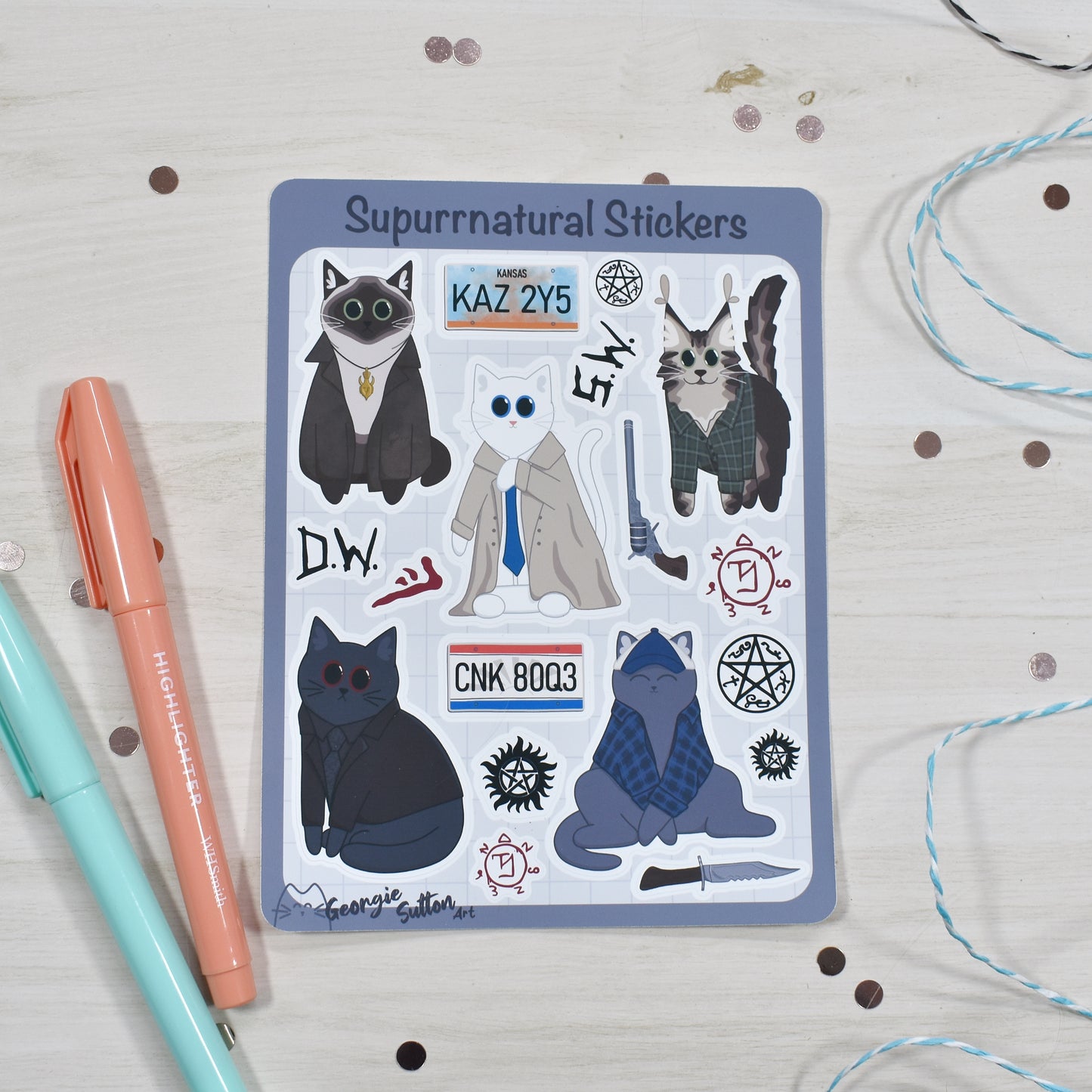 Supurrnatural Cat Sticker Sheet