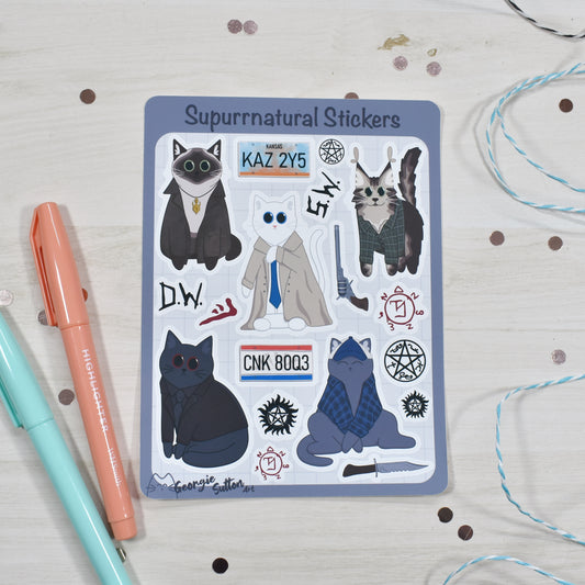 Supurrnatural Cat Sticker Sheet