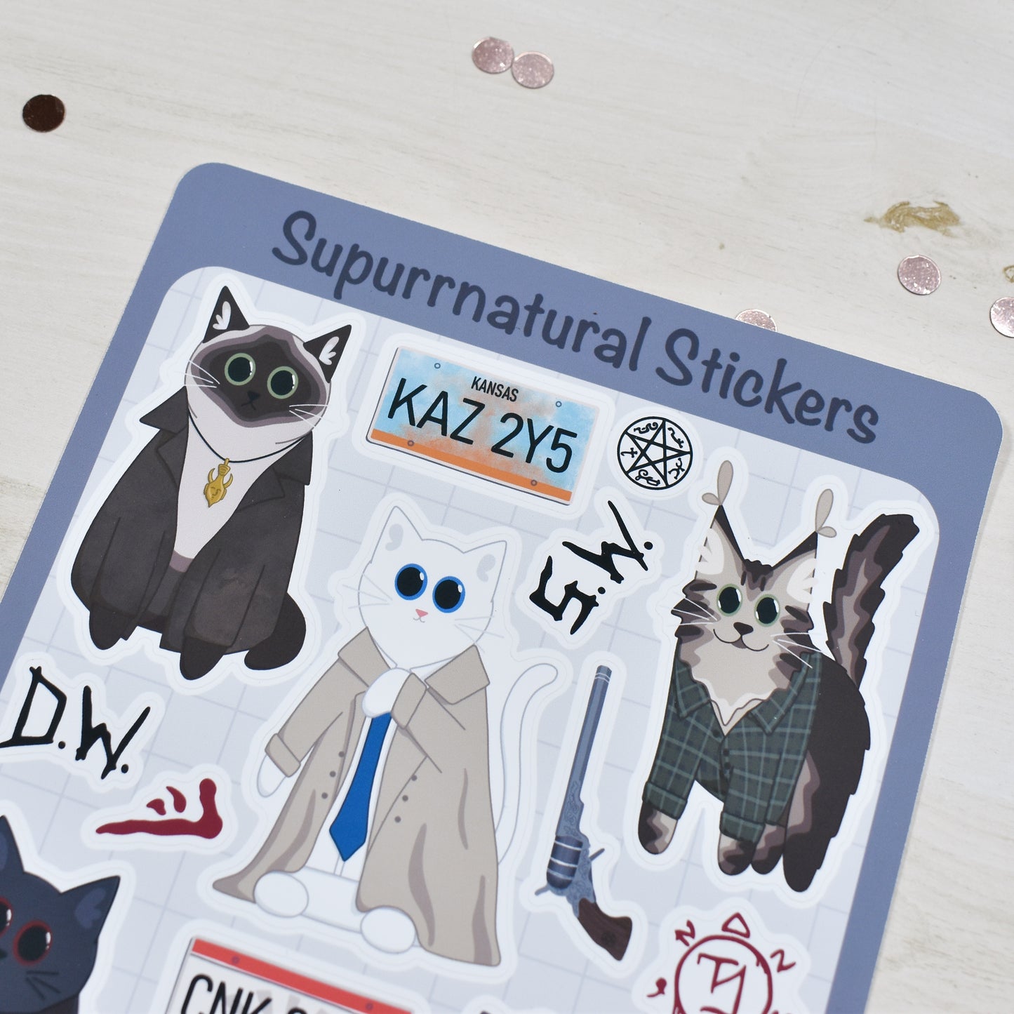 Supurrnatural Cat Sticker Sheet