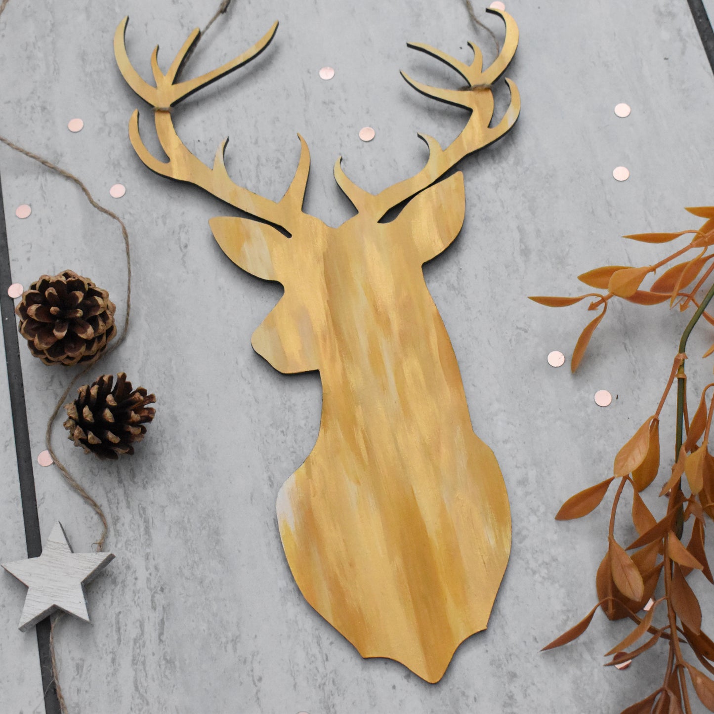 Golden Stag Head Wall Hanging