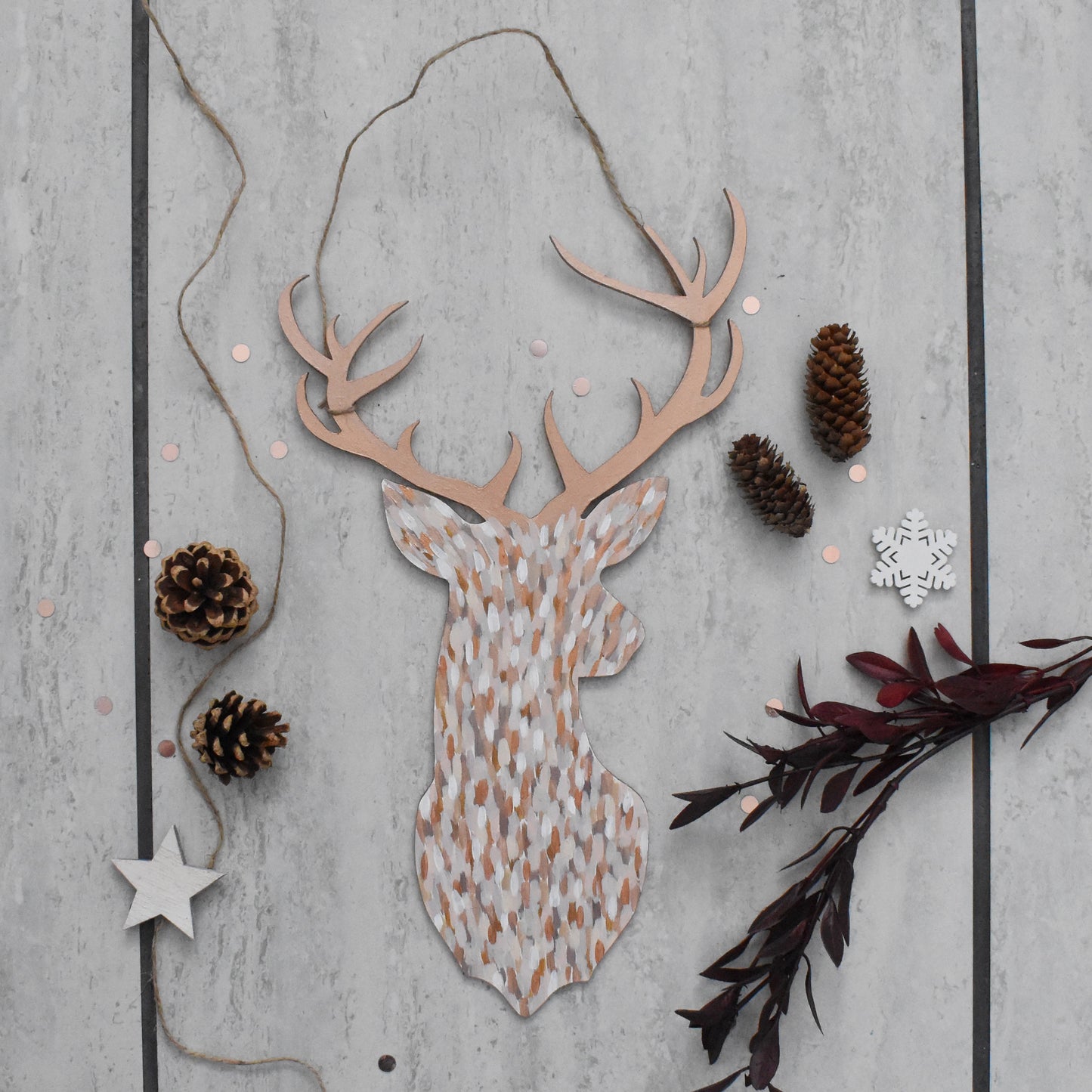 Rose Gold Stag Head Wall Hanging