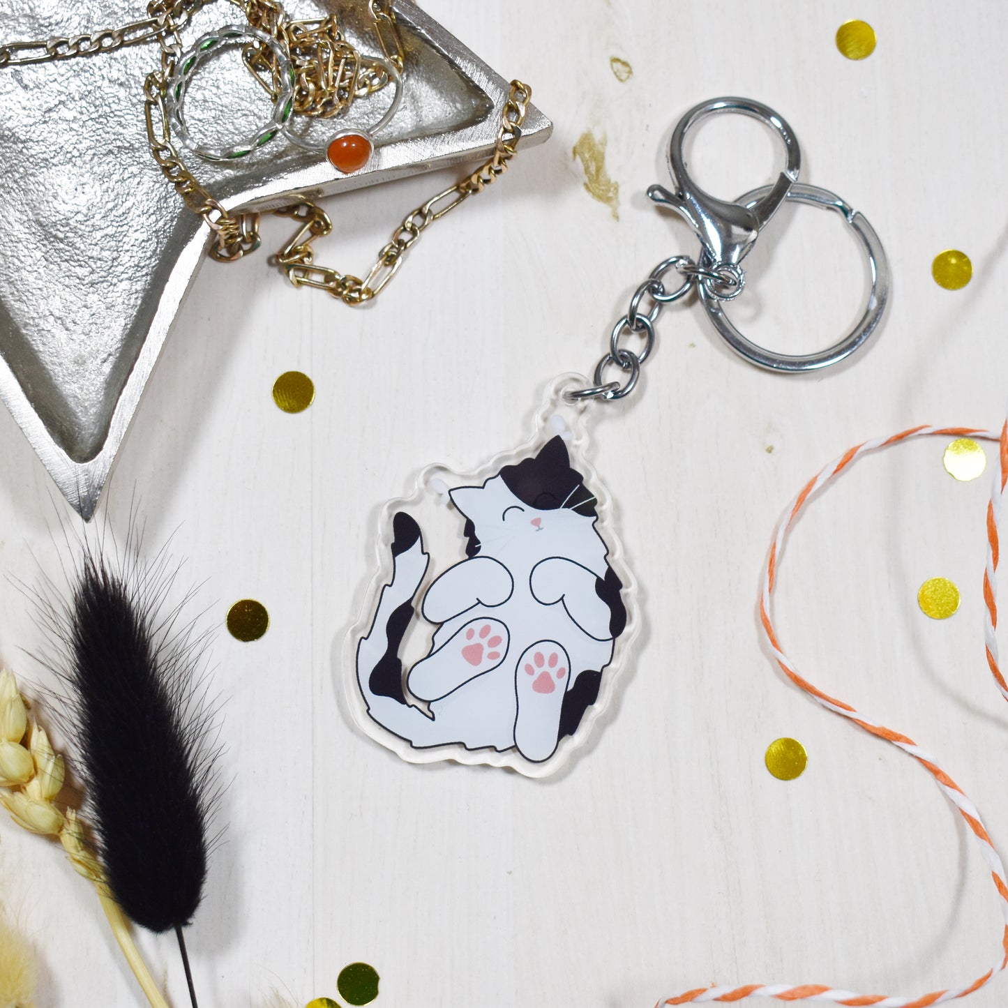 Black and White Cat Keyring