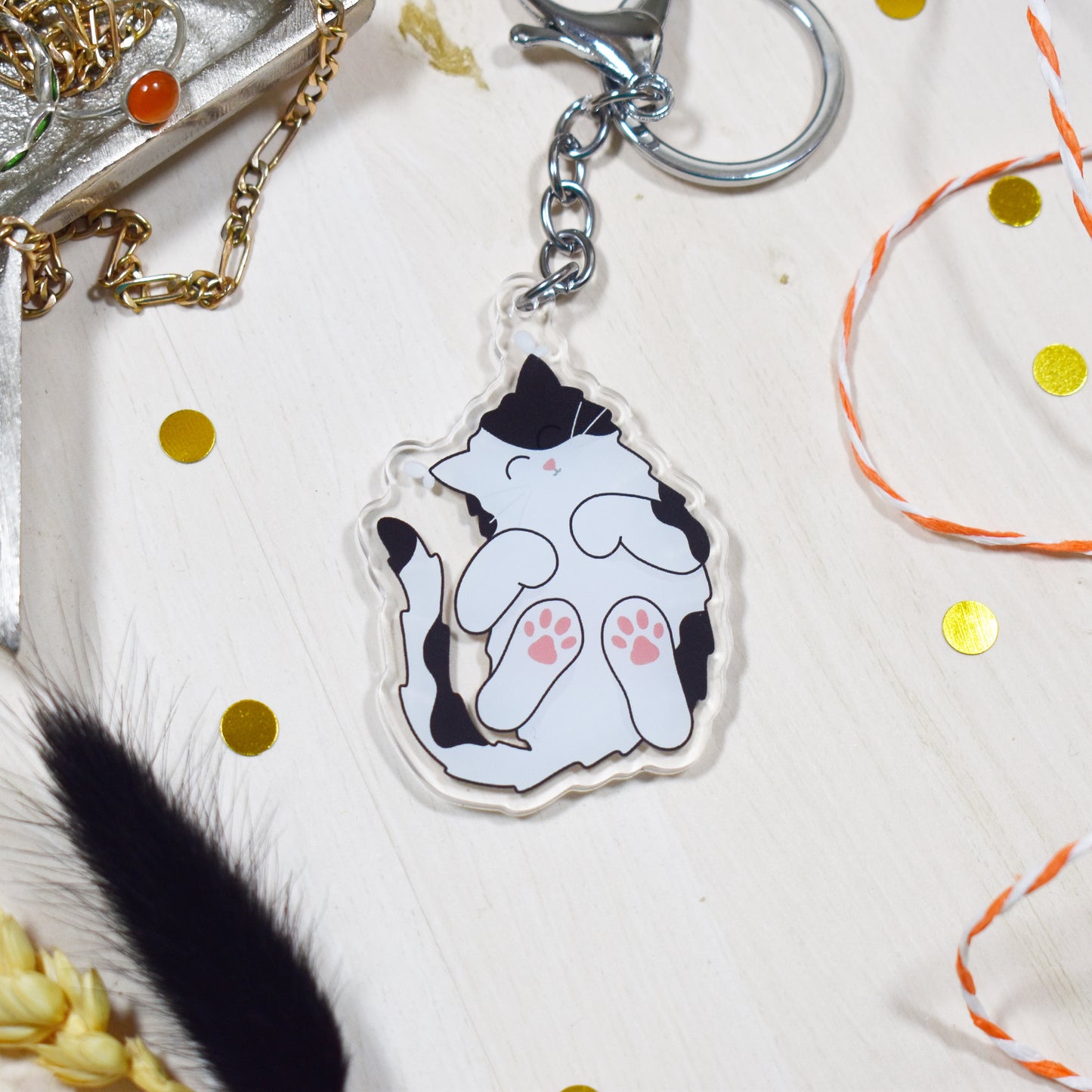 Black and White Cat Keyring