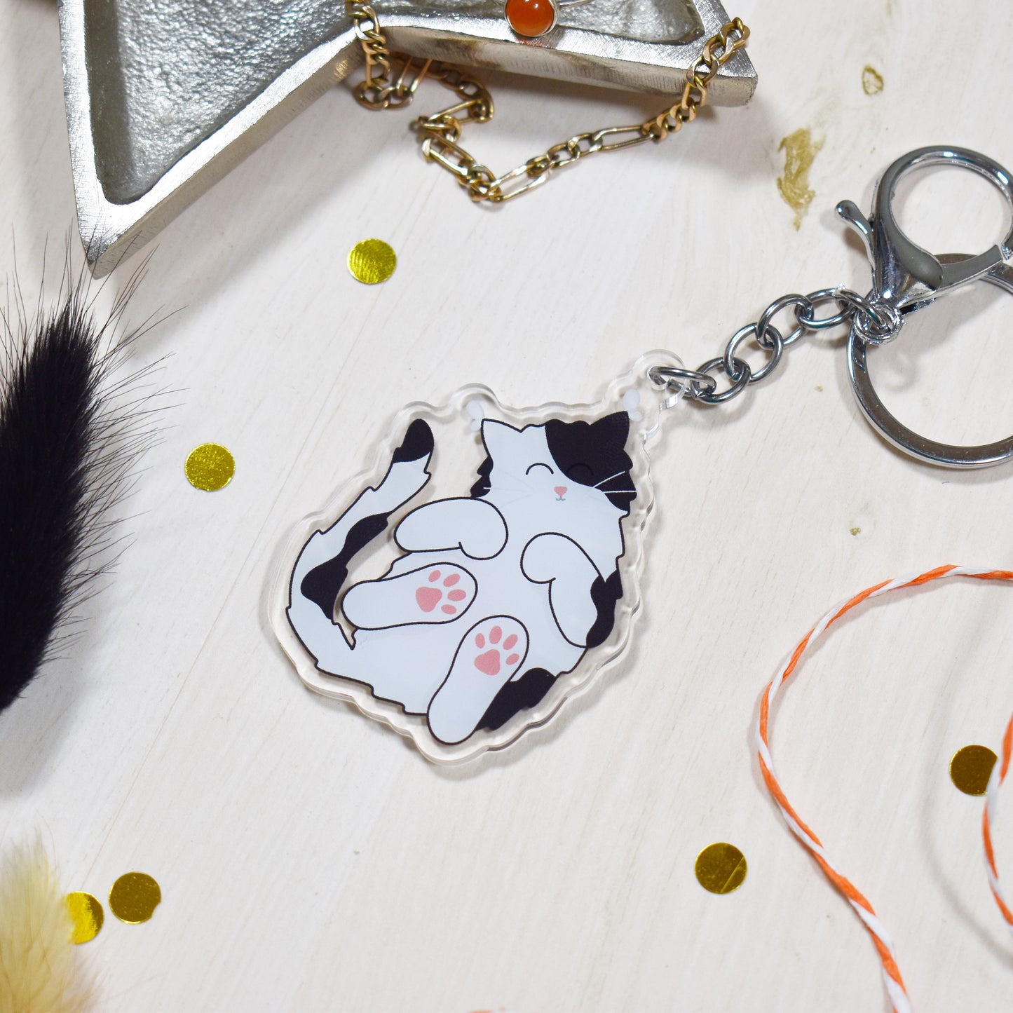 Black and White Cat Keyring