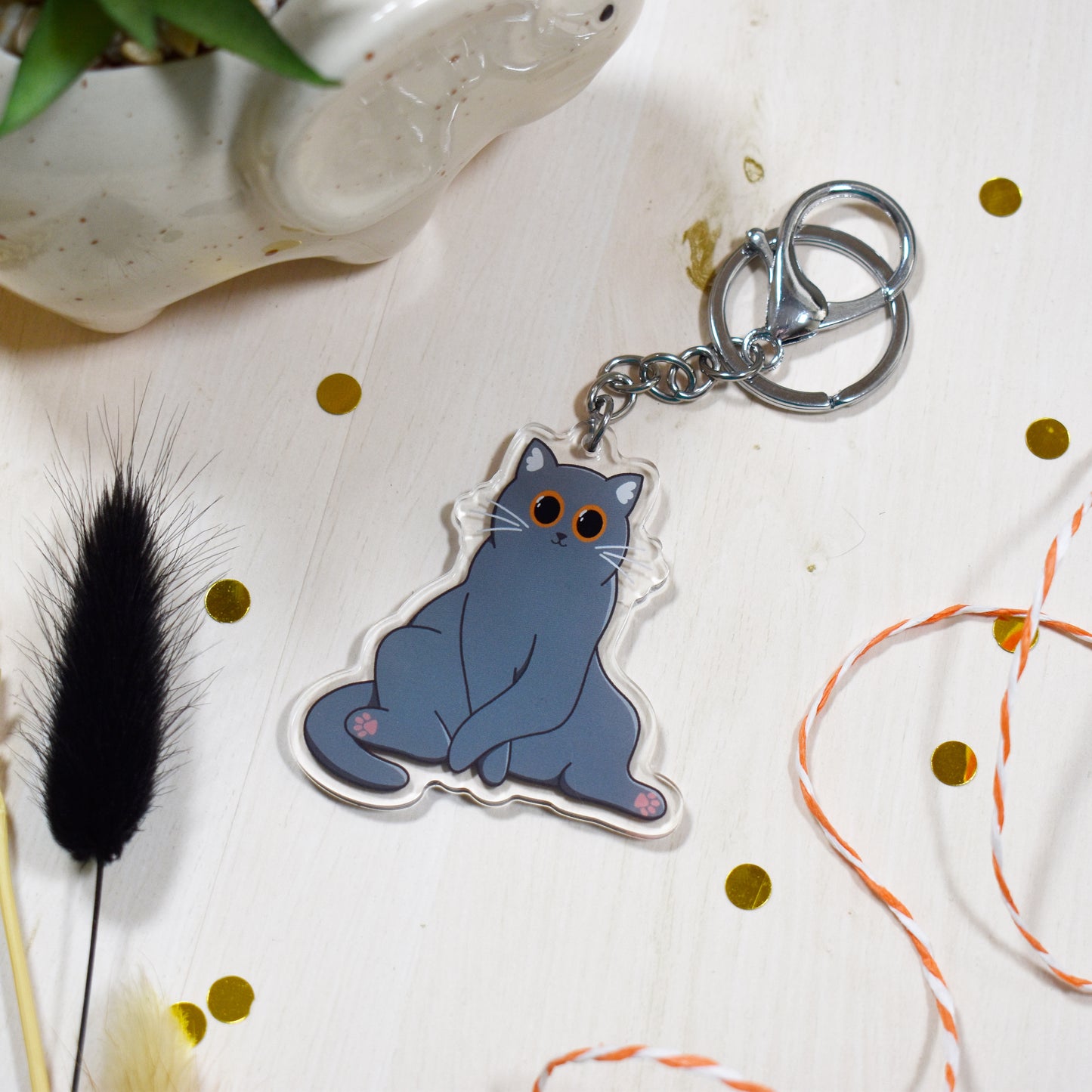 Grey Cat Keyring