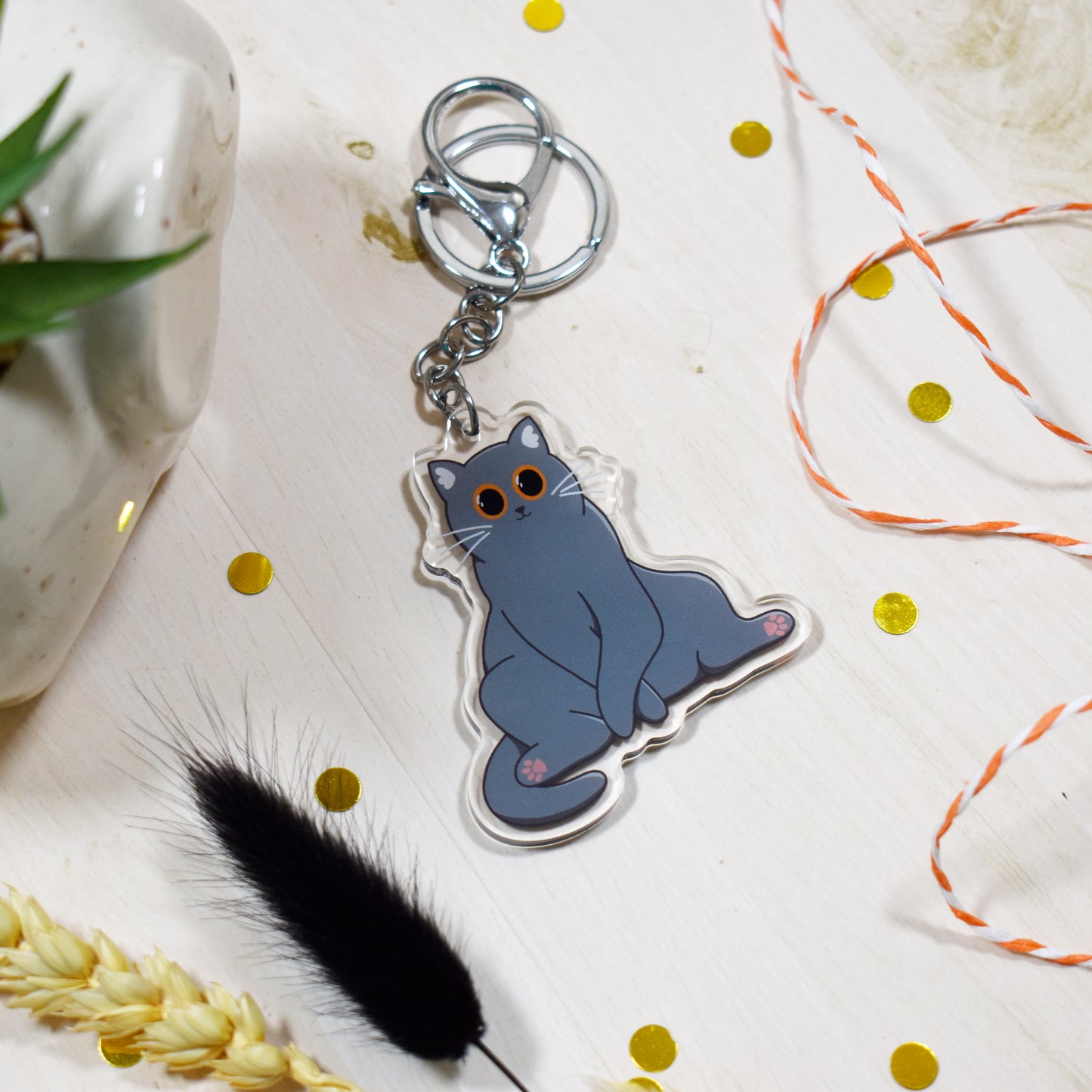Grey Cat Keyring