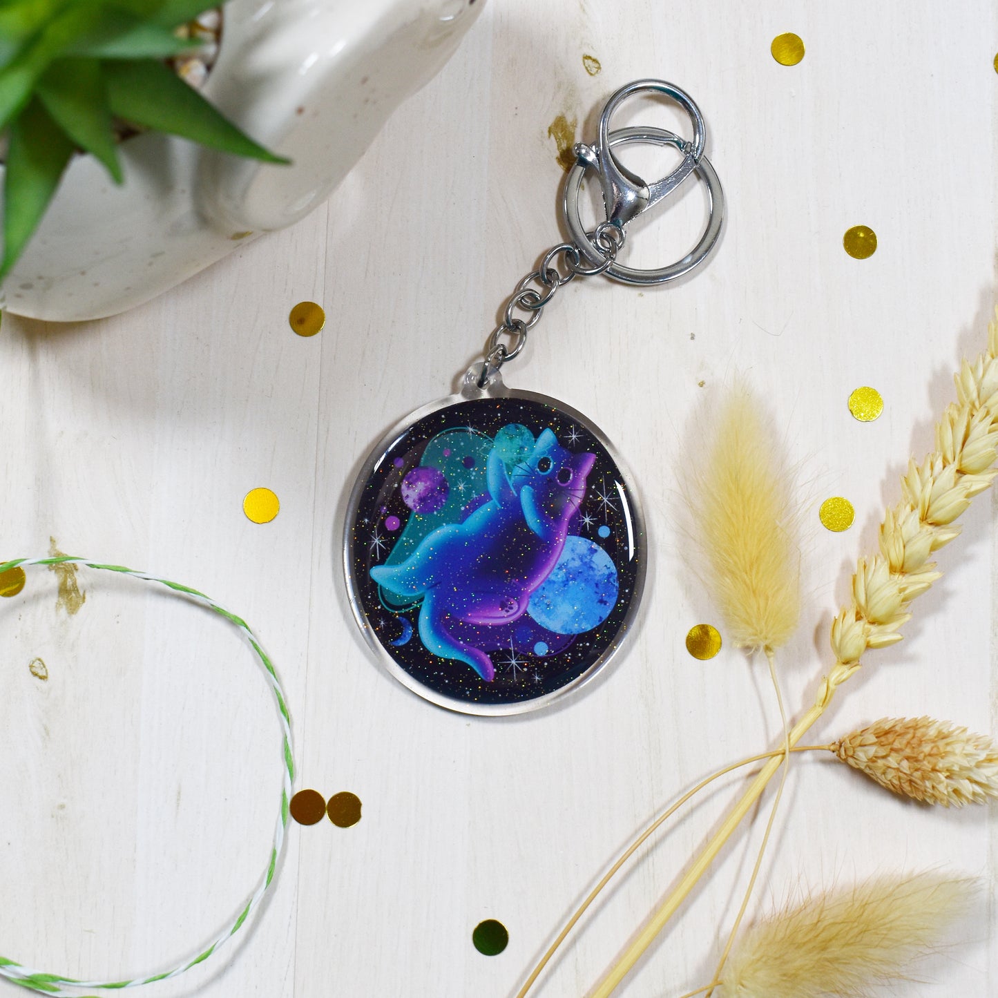 Galaxy Cat Keyring
