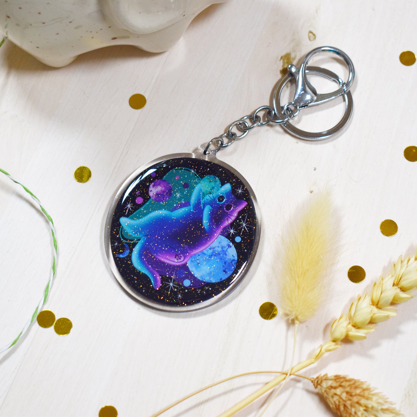 Galaxy Cat Keyring