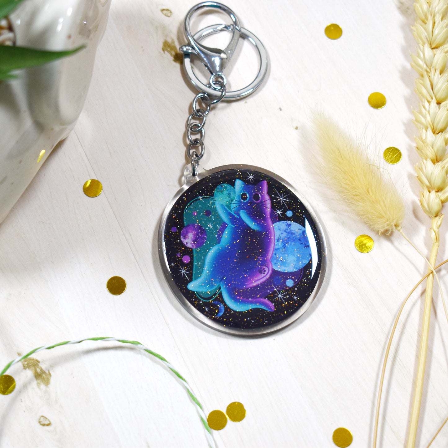 Galaxy Cat Keyring