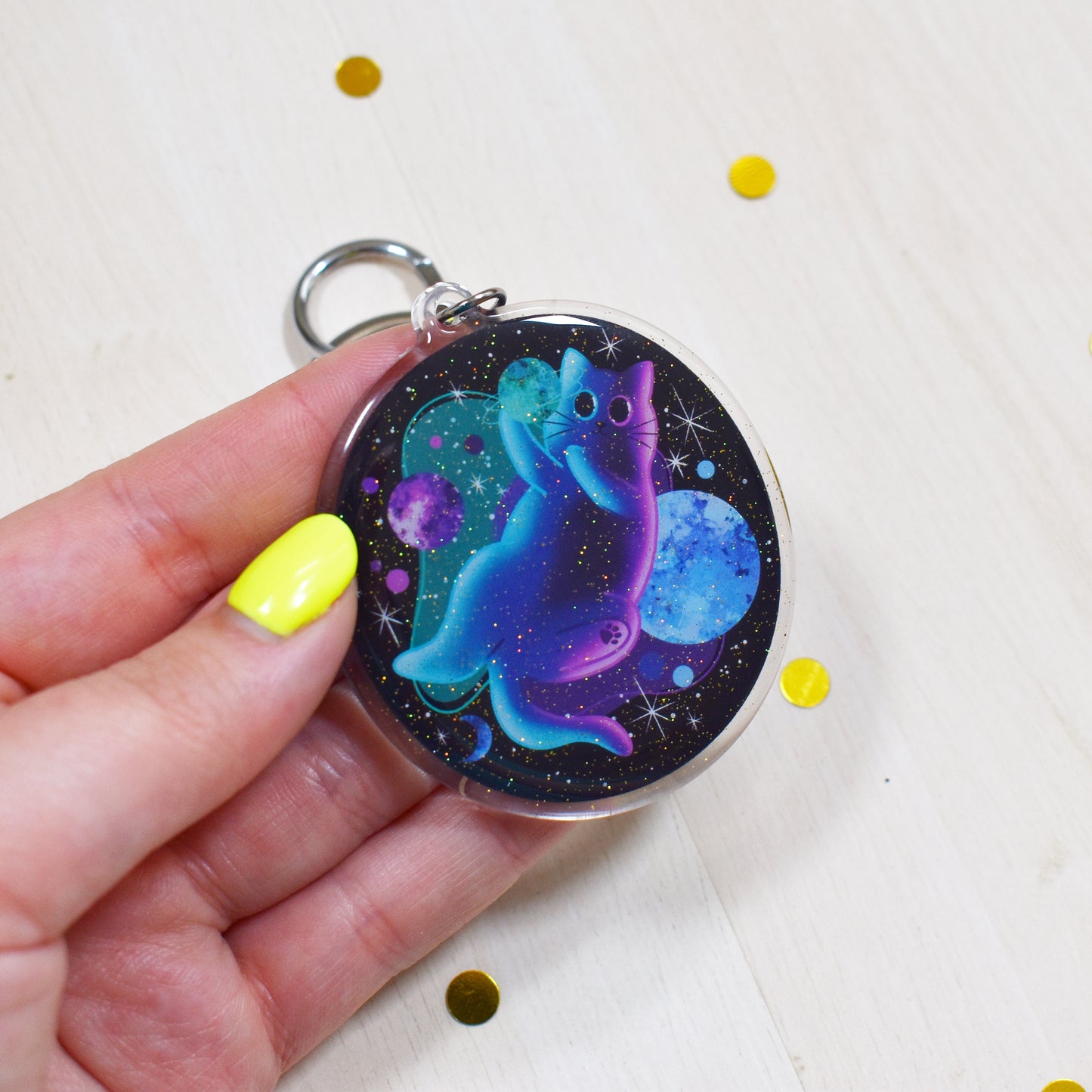 Galaxy Cat Keyring